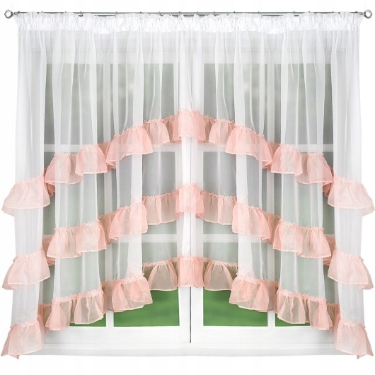 

Firana z falbanami uszyta w łuk.400x150 cm.