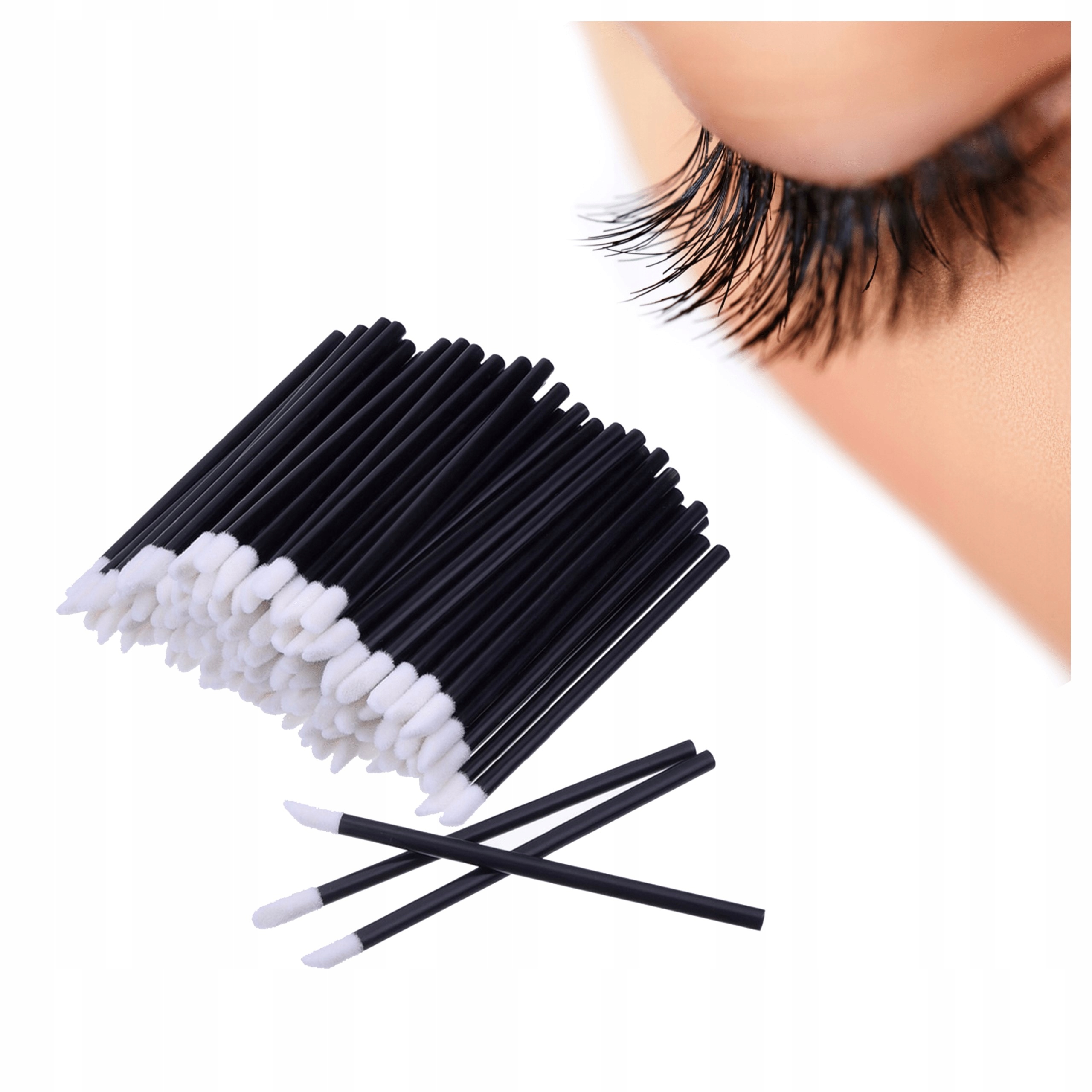 APLIKATORY WELUROWE DO PRZEDŁUŻANIA RZĘS UST BŁYSZCZYKÓW APLIKATOR 50 SZTUK