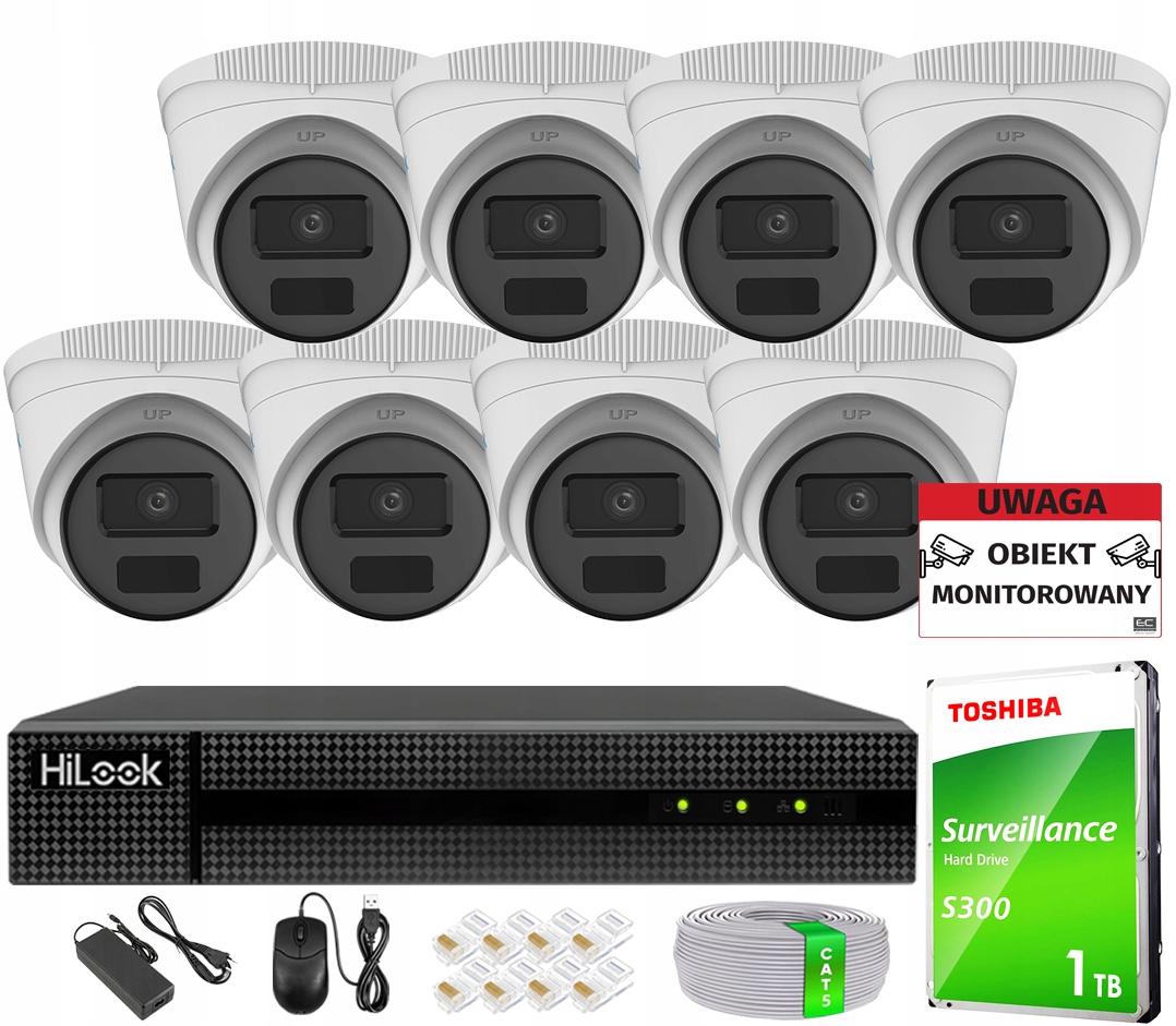 Sada pro monitorování 8x IPCAM-T2-P Full Hd, PoE Ir 20 m HiLook od společnosti Hikvision