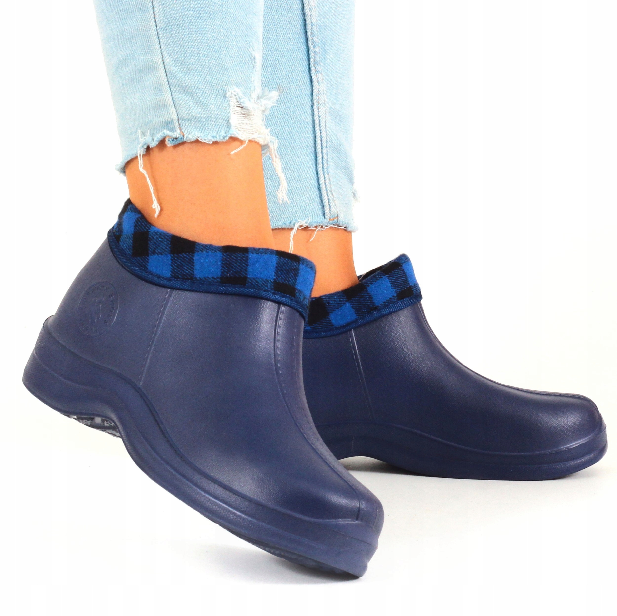 KALOSZE DAMSKIE GUMOWCE PIANKOWE KRÓTKIE OCIEPLANE Rozmiar 41