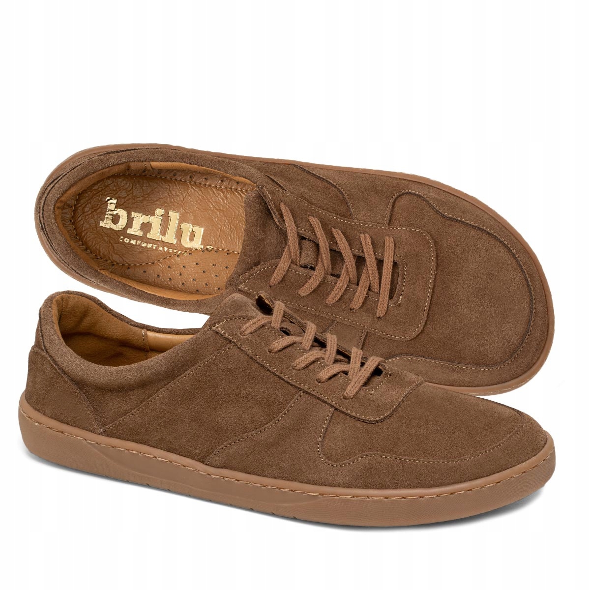 Brilu Polskie Skórzane Minimalistyczne Sneakersy Barefoot Tyler Brązowe 40