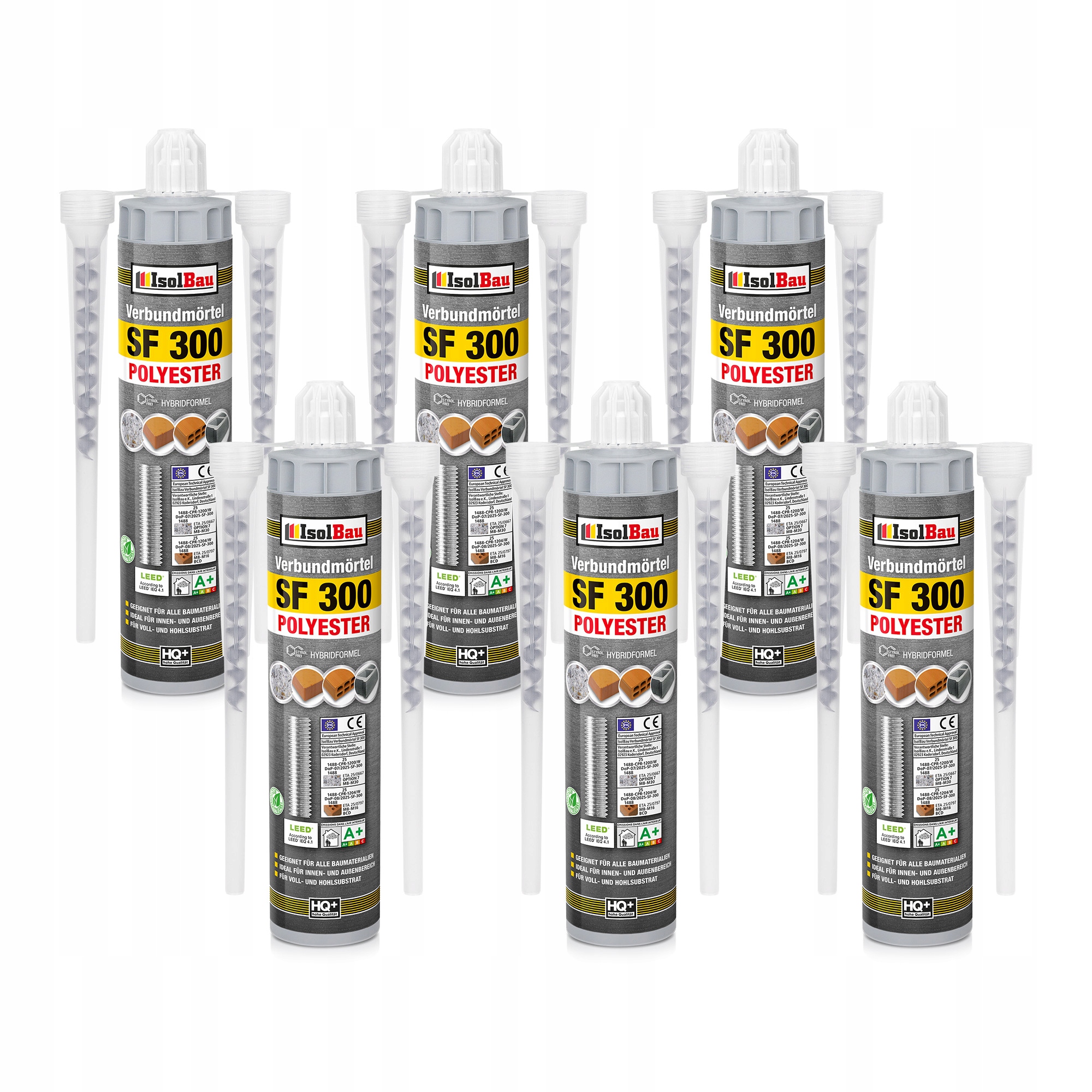 Chemická kotva 6x 300 ml IsolBau Sf 300 bez polystyrenu 12x Mixer Certifikát