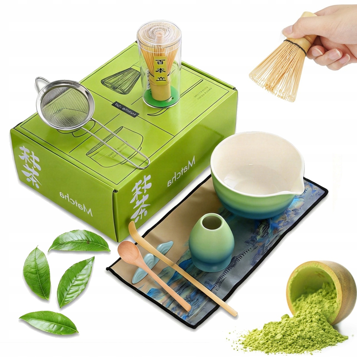 8 Ks Sada Na Matcha S Bambusovou Metličkou A Lžící A Sítkem