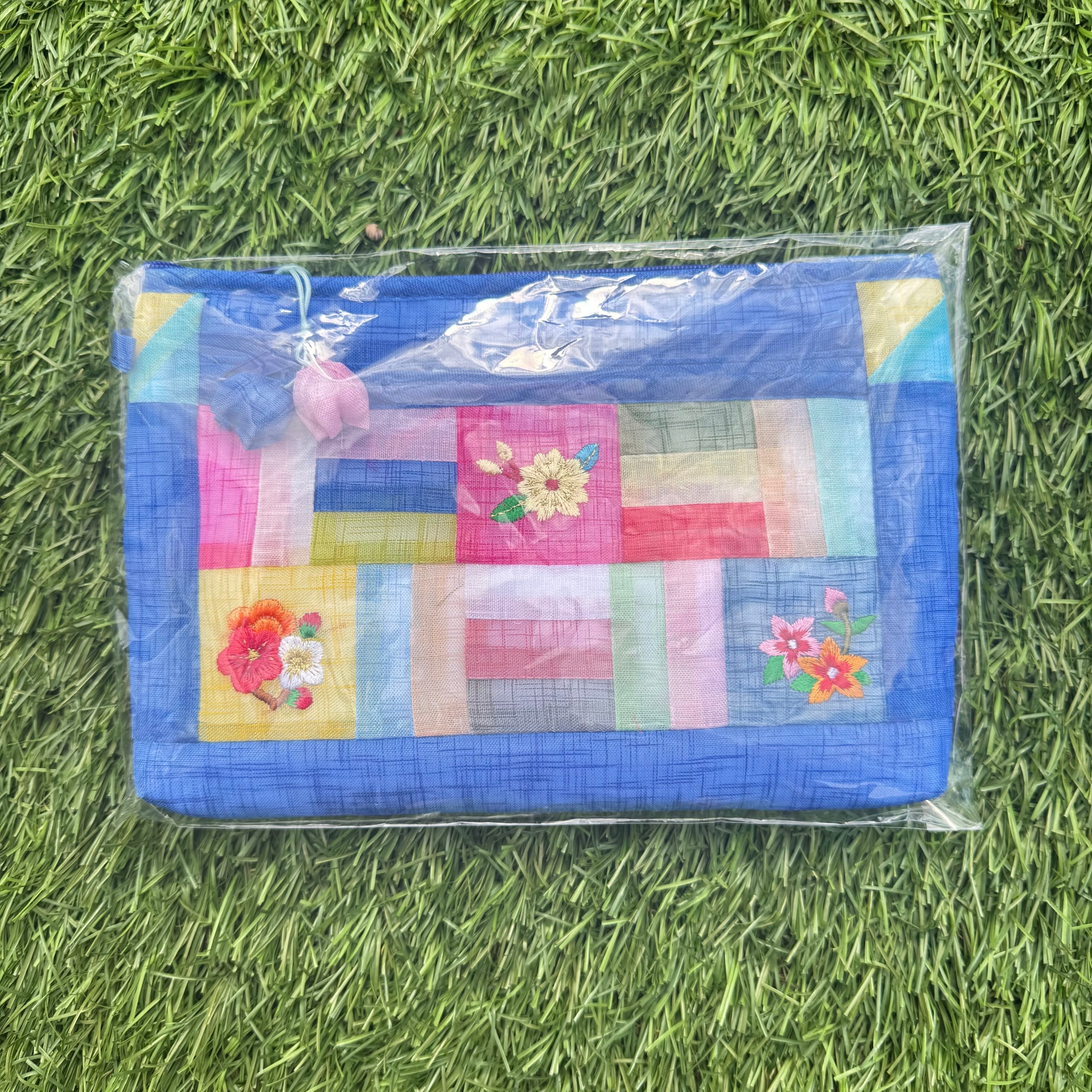 Tradiční korejská kosmetická taška z ramene (Mosi) Handmade modrá