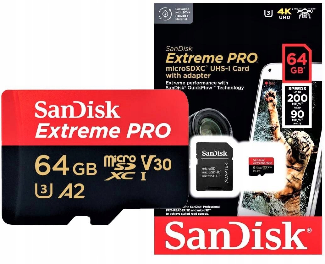 

Karta micro Sdxc Sandisk Extreme Pro 64GB 200/90