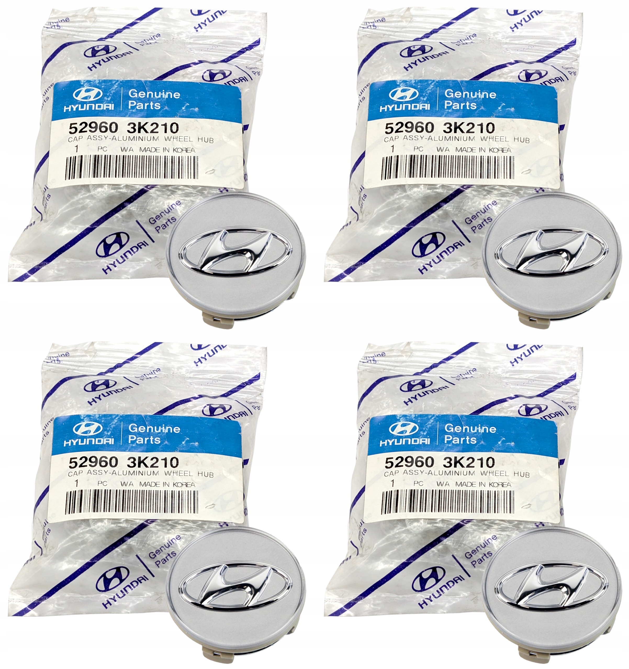 4x Originálny kryt Kapsel Hyundai sivý 60 mm 52960-3K210