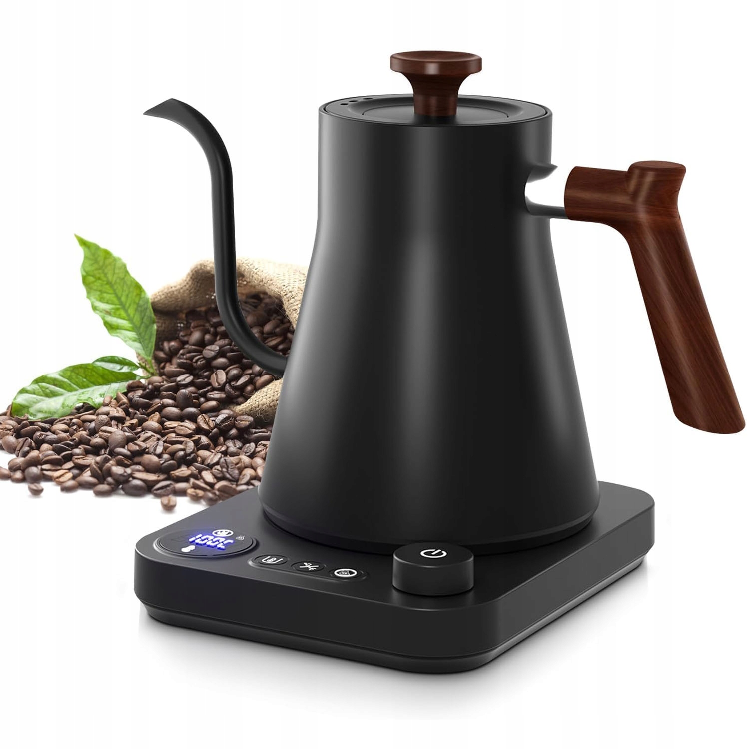 Czajnik Elektryczny LCD Z Gęsią Szyjką 0.9L Regulacją Temperatury Czarny