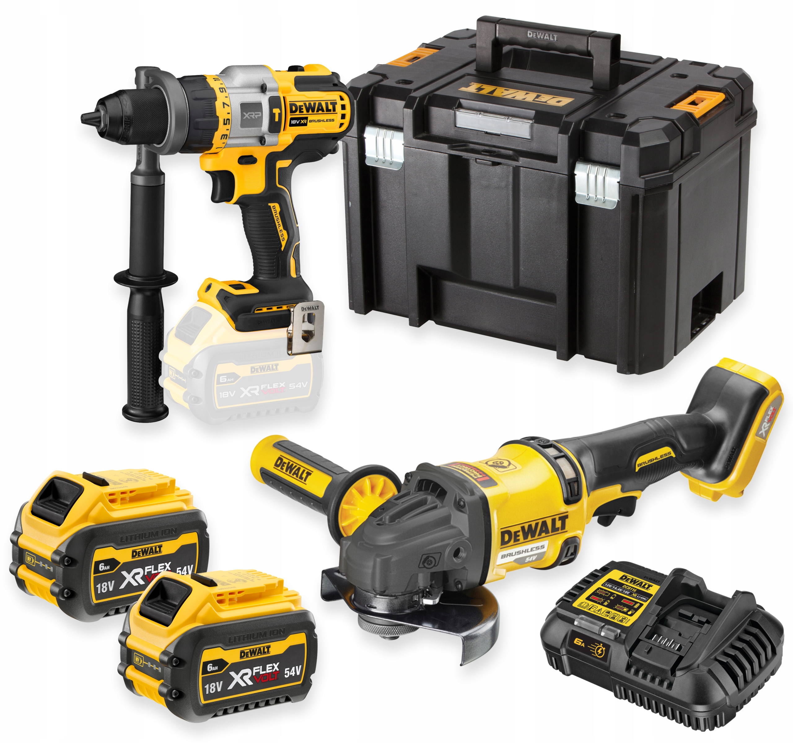 DEWALT ZESTAW COMBO WKRĘTARKA DCD999 + SZLIFIERKA DCG418 2xAKU DCK2016T2T