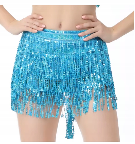Chusta Do Tańca Brzucha Dla Kobiet Niebieska Z Cekinami 128