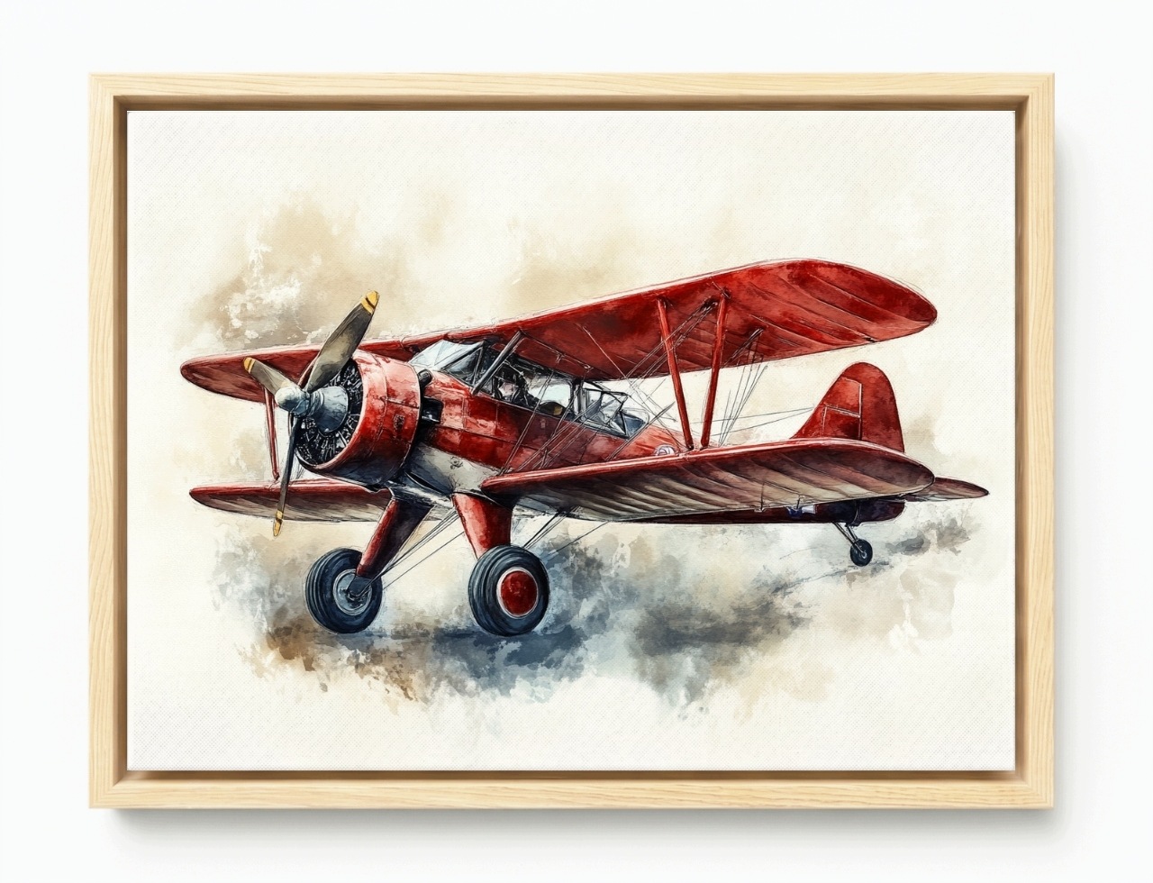 Obraz Rama American Box Retro Lietadlo Akvarel Dekorácia Vintage 80x60