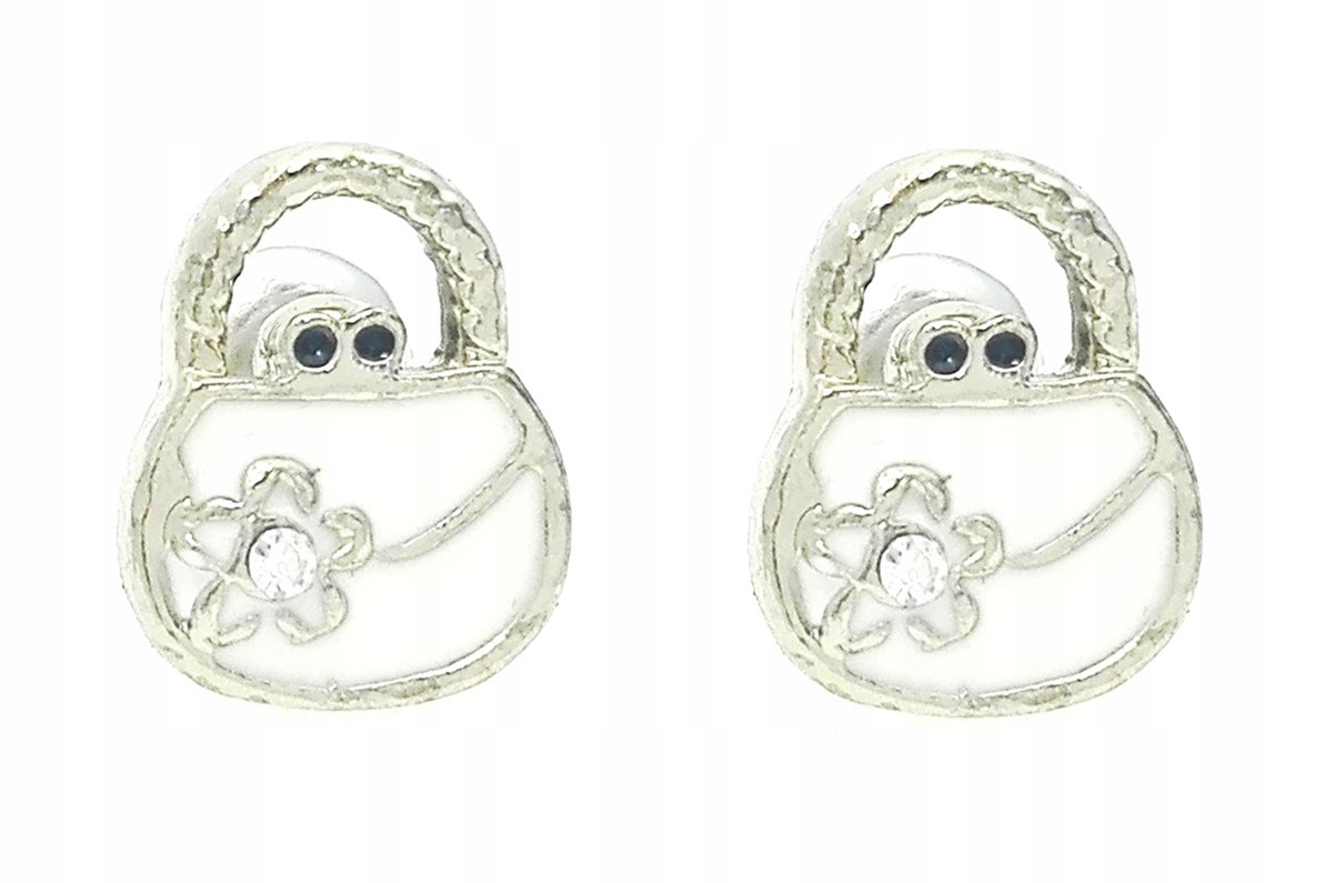 

Kolczyki złote białe torebki