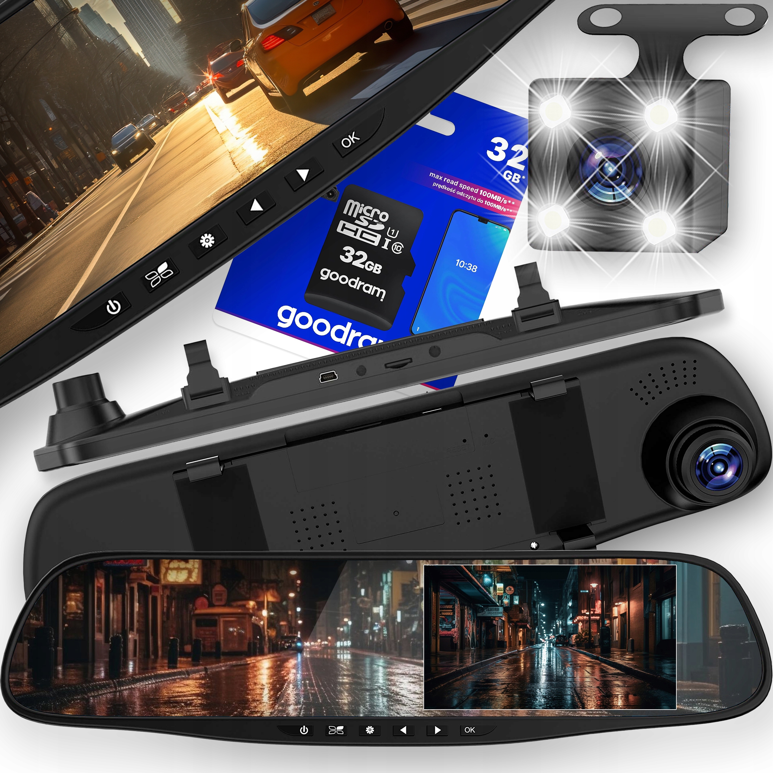 Záznamník Jízdy Couvací Kamera Do Auta V Zrcátku Videorekordér