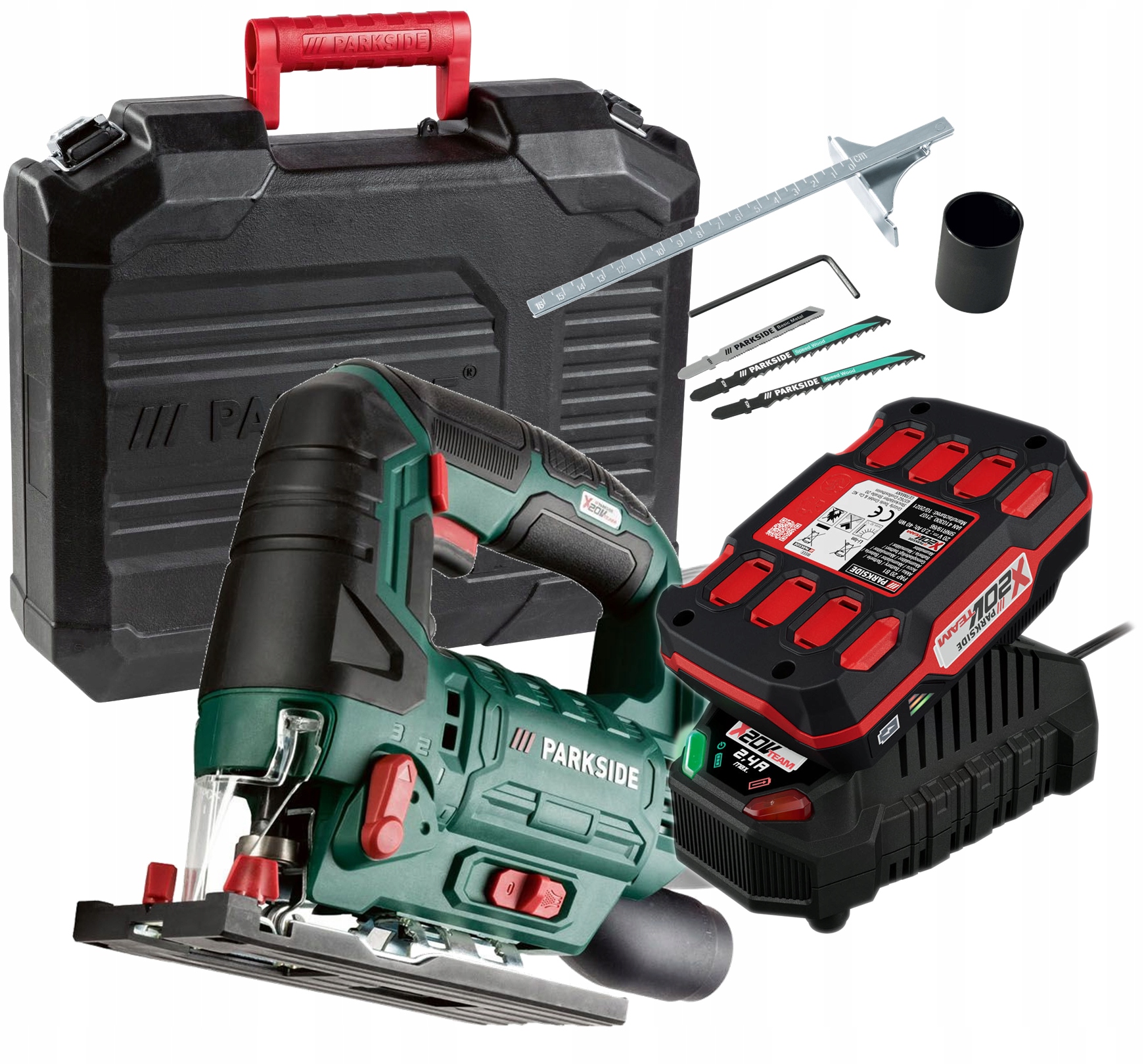 PARKSIDE лобзик 20v + зарядное устройство + AKU + чемодан