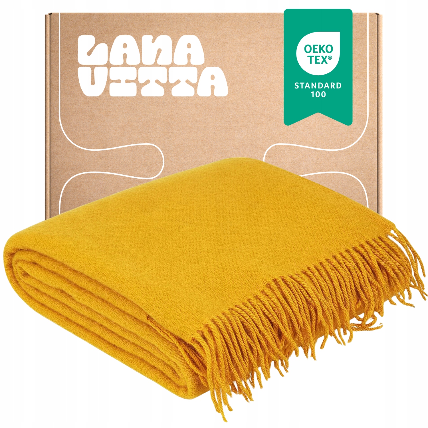 Vlněná deka Teplý rouno 100% Novozélandská vlna Pled Žlutá 140х200