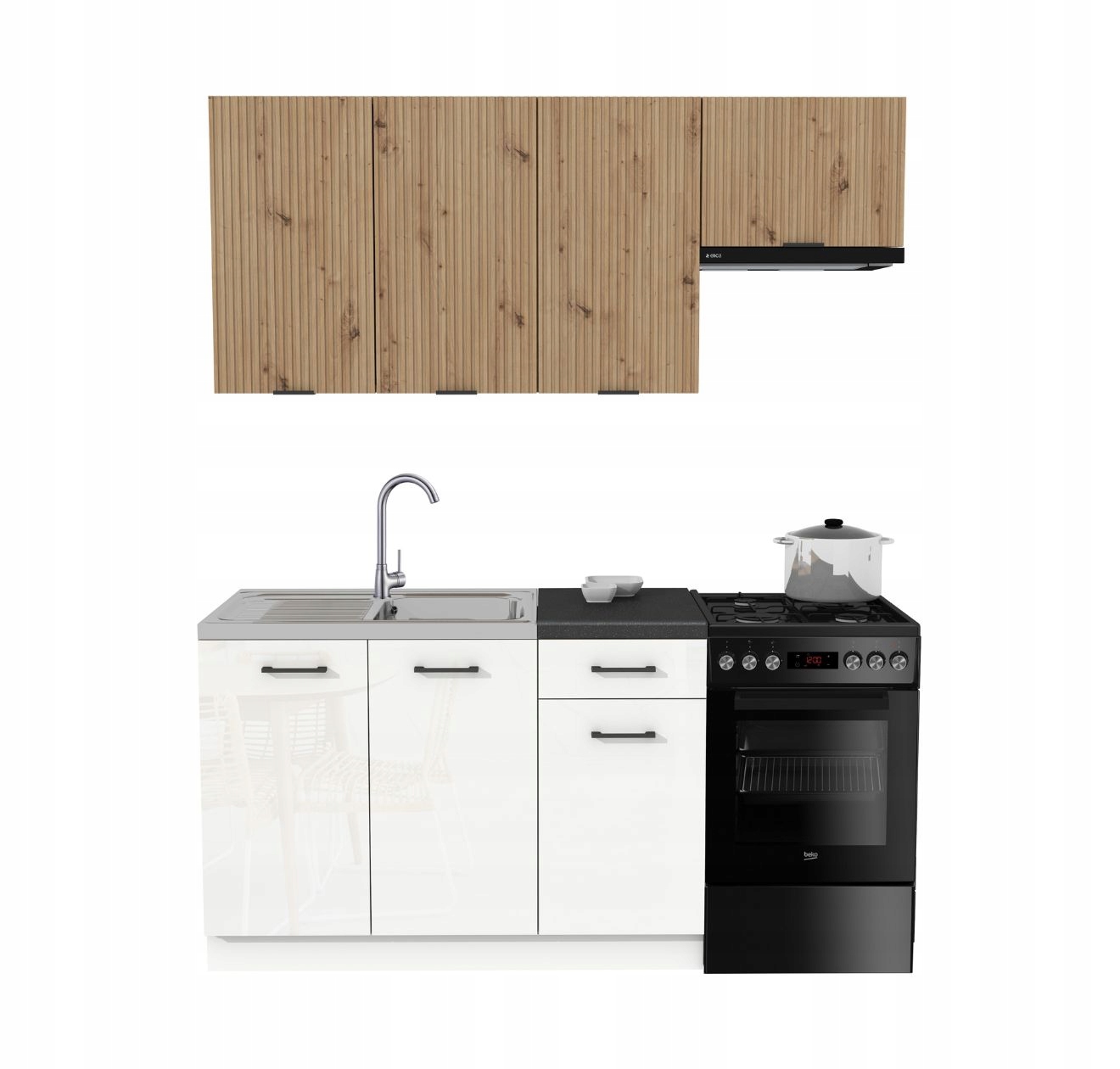 Kuchyňská sada 170 Mix Bílý Akryl Lesk/ Ryfla Dub Artisan District Dark