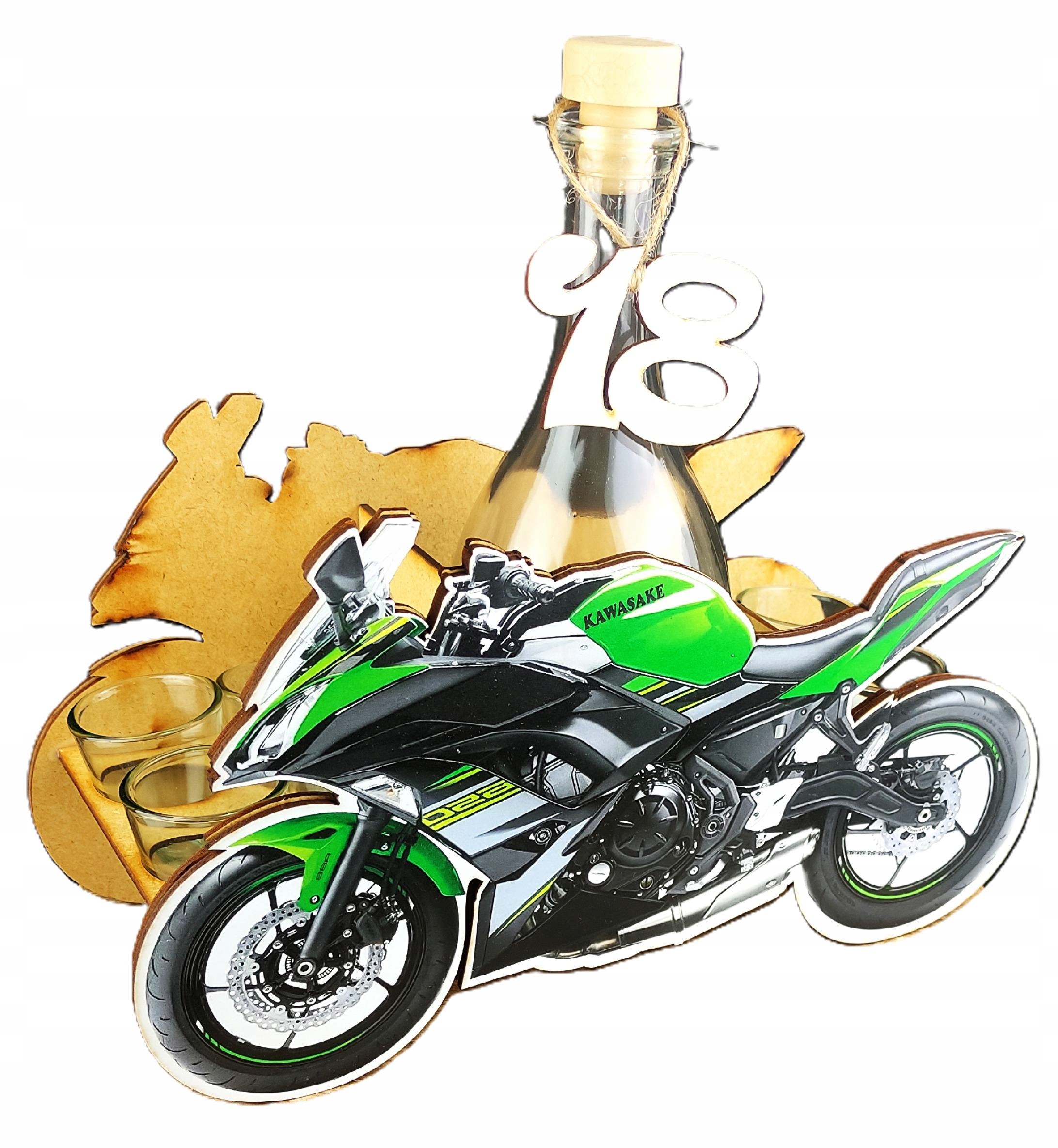 na 18 Urodziny Motocykl z Karafką i Kieliszkami Śmieszny 18