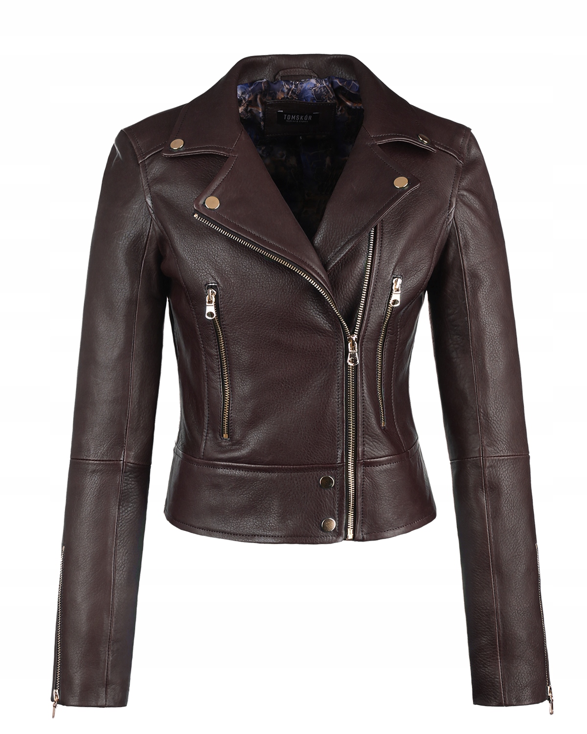 Kožená Dámská Ramoneska Má Tmavě Hnědou Barvu 3XL/46