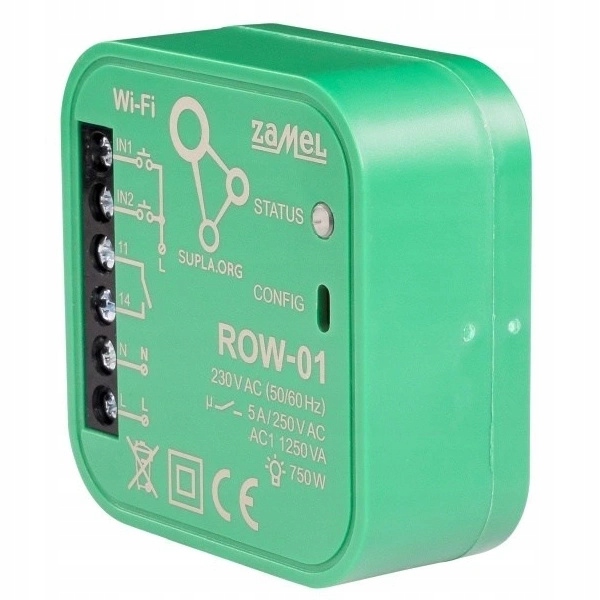 Sterownik 1-kanałowy Wi-Fi dopuszkowy Dwukierunkowy SUPLA ROW-01 ZAMEL Stan opakowania oryginalne