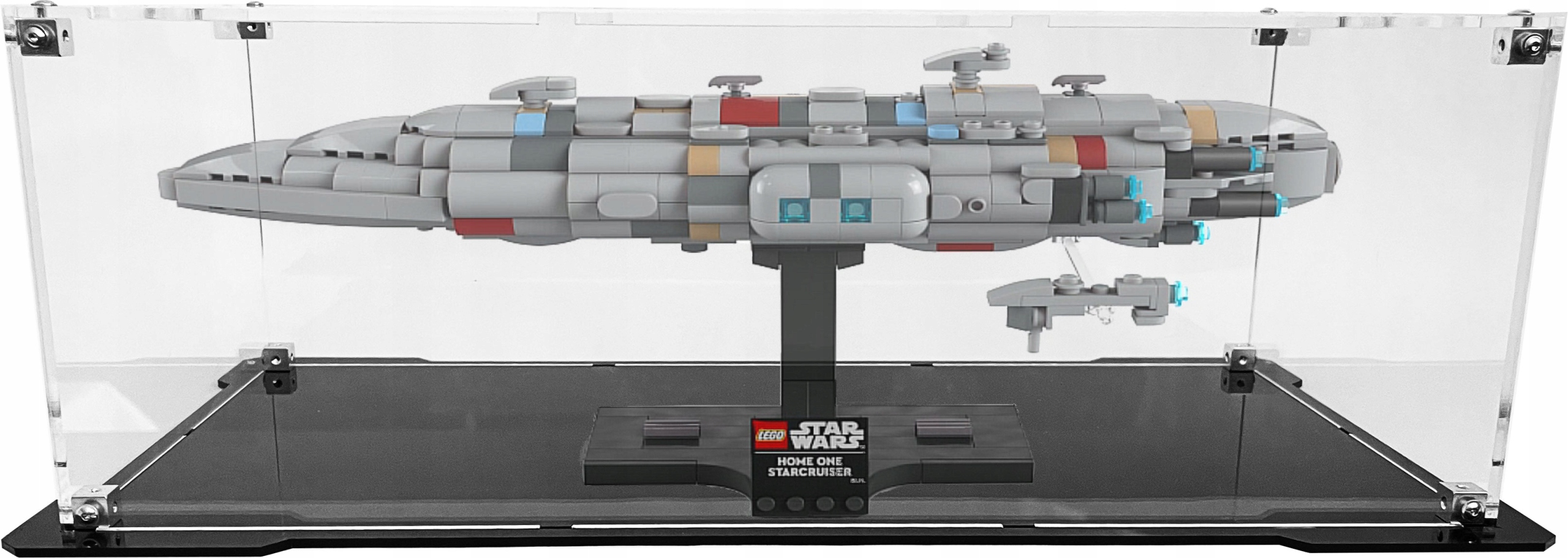 Vitrína s černou základnou pro stavebnici Lego 75405 Křižník typu Home One