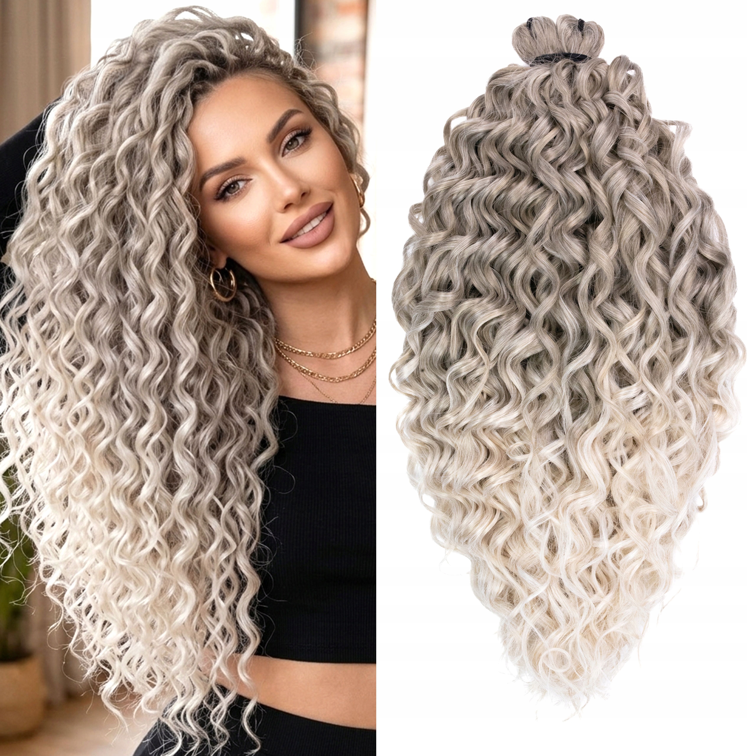 Włosy sztuczne Afroloki Jessica Pro 20" 50cm 300g chłodny blond/szary ombre