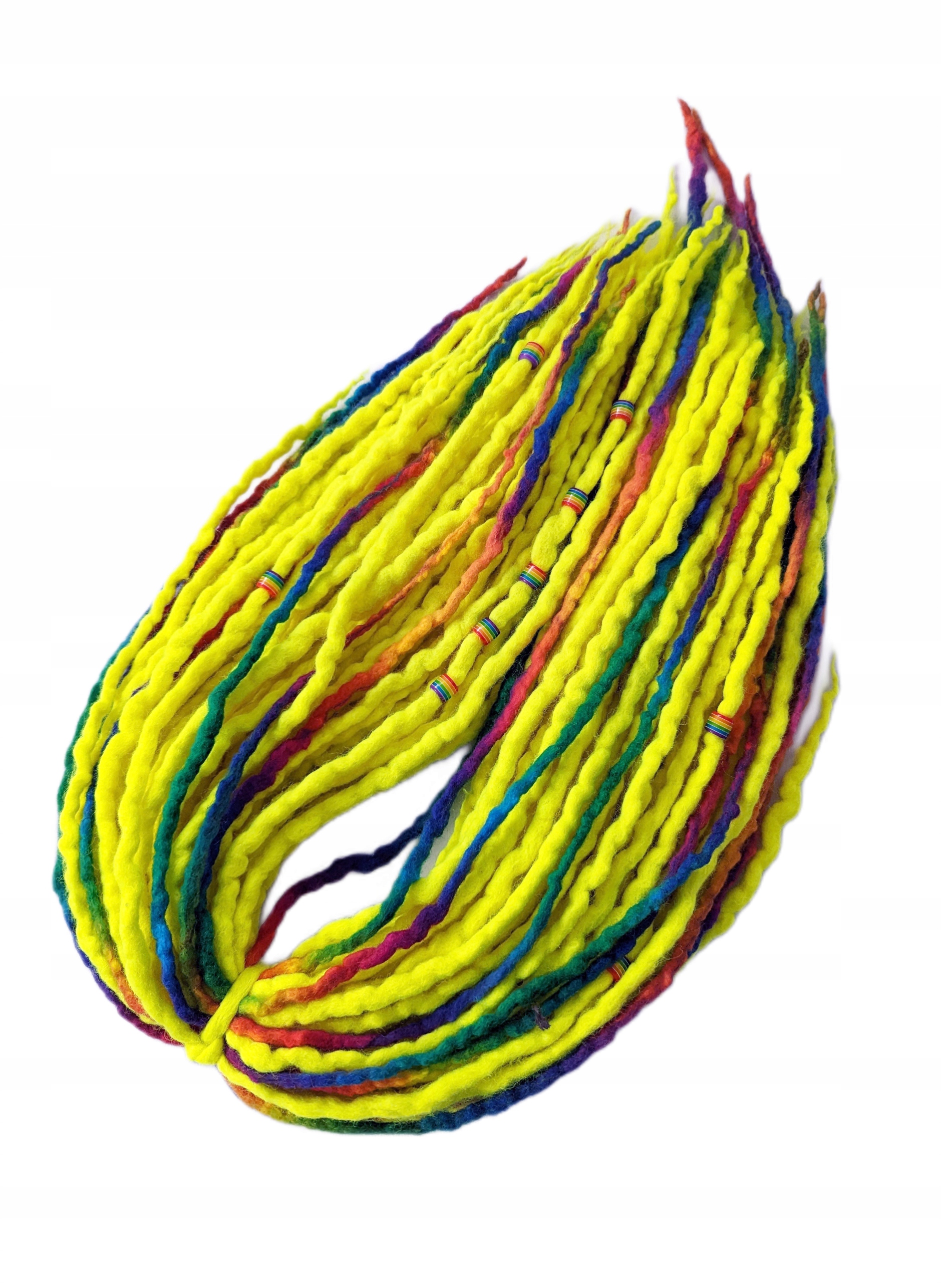 Vlněné pastelky Dredy, žluté duhové, Limetkový Šok, 40 kusů