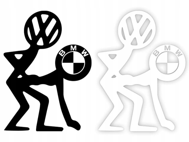 VW vs BMW - Naklejka na samochód na auto KOLOR