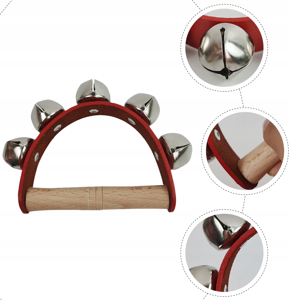 PIĘĆ DZWONEK SKÓRZANY DZWONEK DREWNIANY ZESTAW DREWNA Marka bez marki