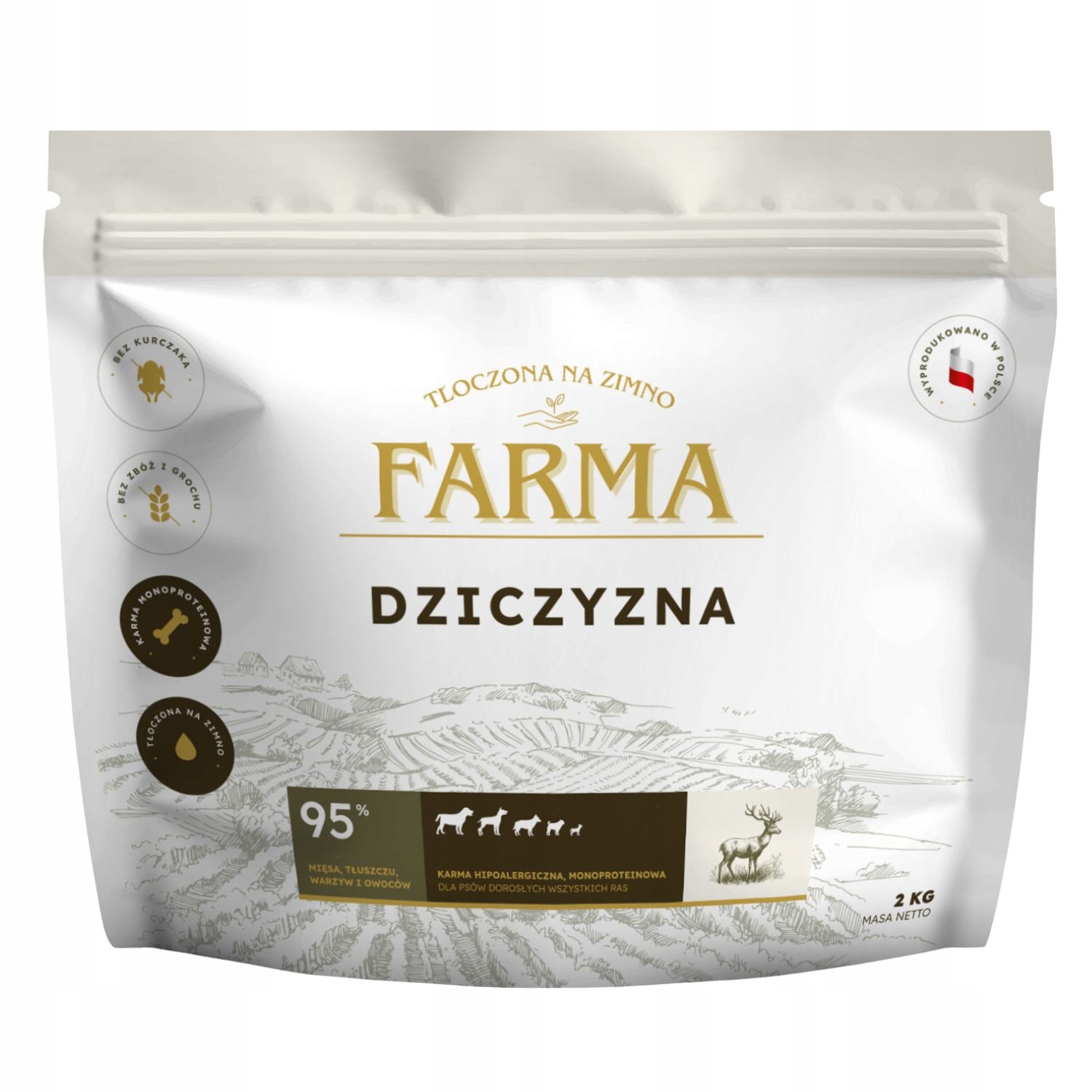 Farma karma dla psa Dziczyzna Hipoalergiczna 12kg Tłoczona na Zimno