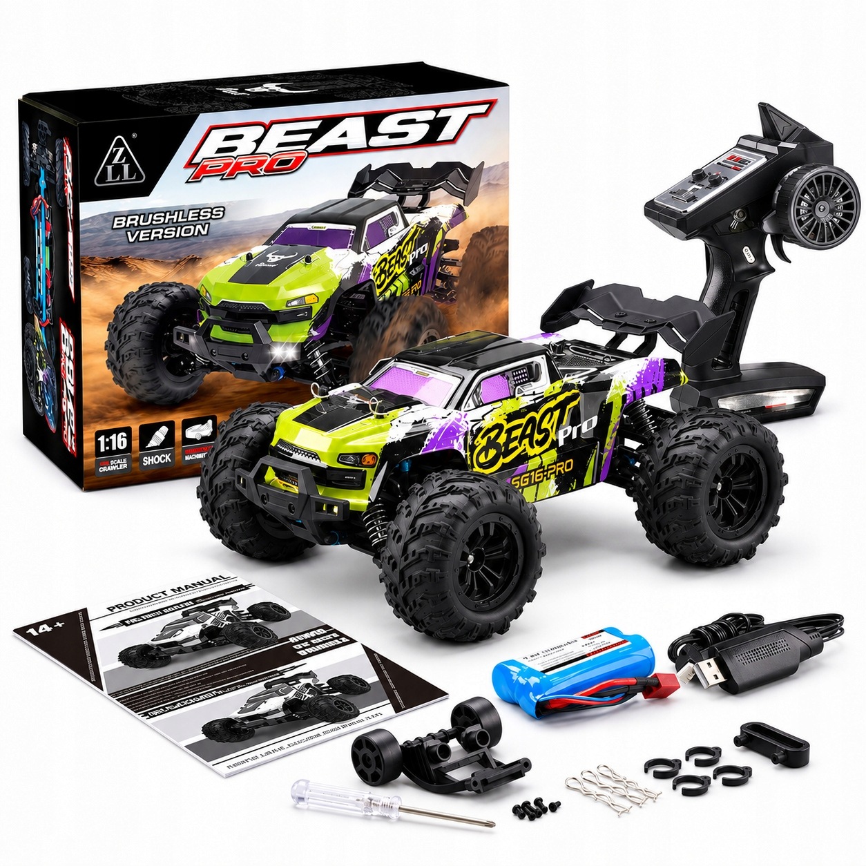 Samochód Rc SG116PRO 4x4 1:16 40 km/h Zdalnie Sterowany Terenowy Led 150m