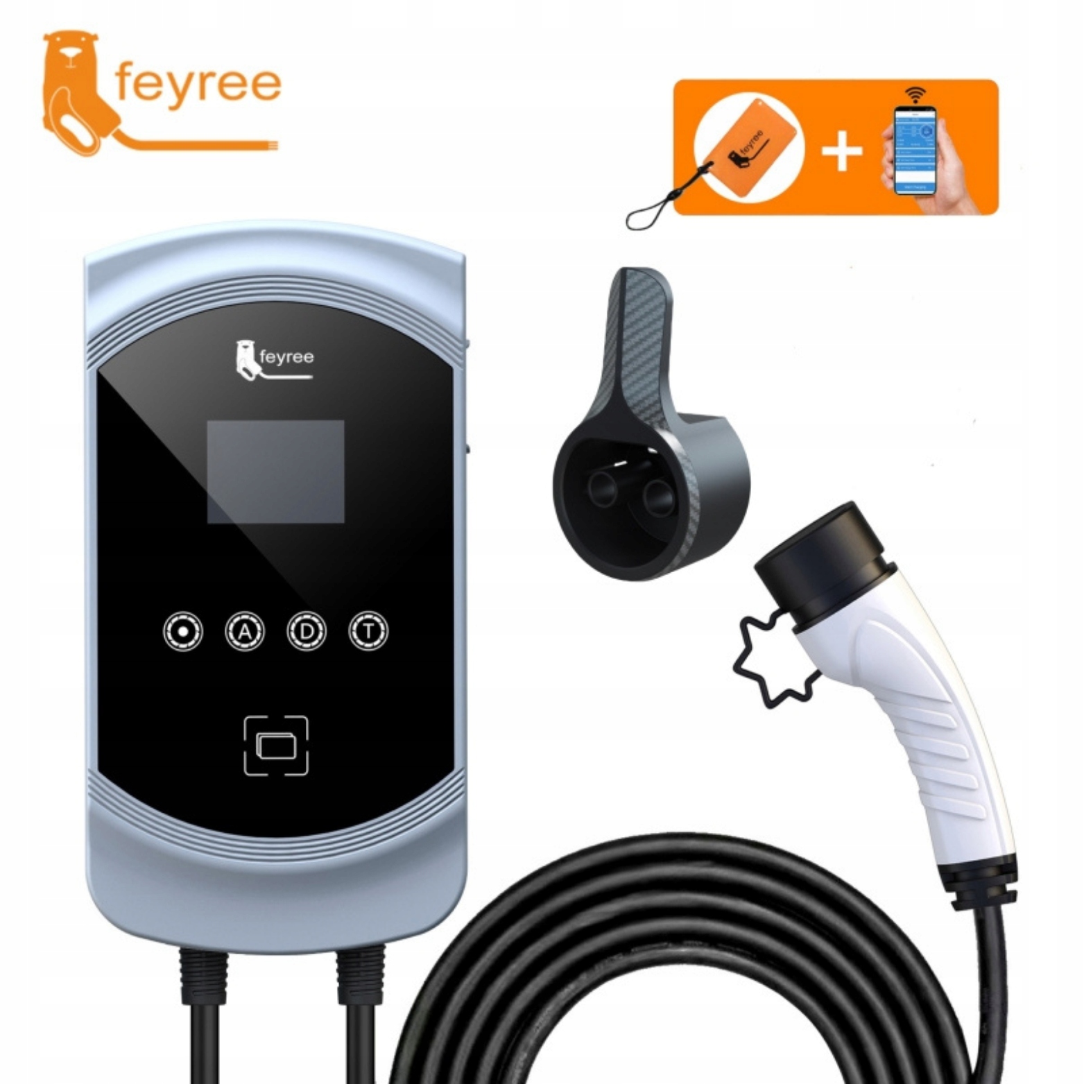 Feyree nabíjacia stanica Wallbox do auta Ev – nastaviteľný výkon 22 kW Wi-Fi Rfid