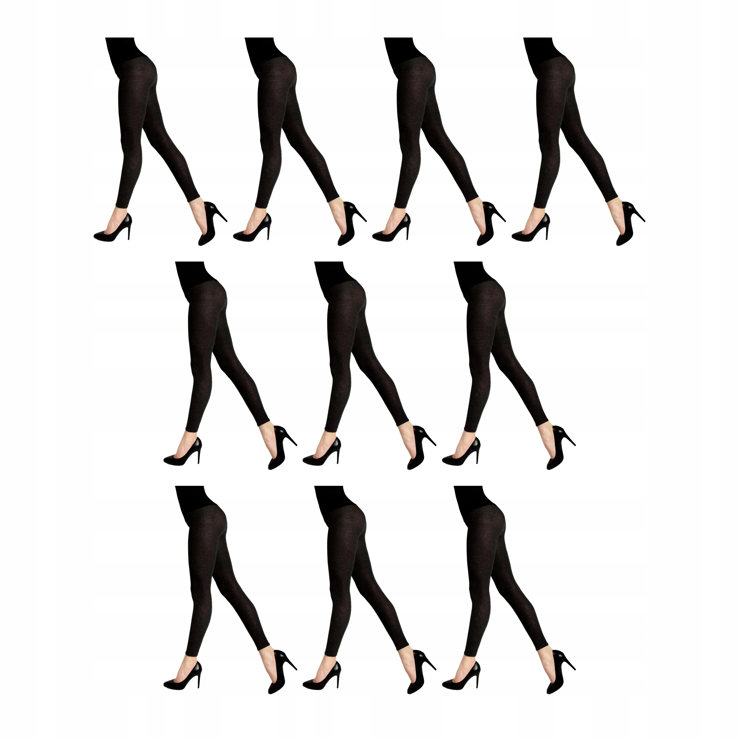 10 párů Dámské bavlněné legíny s vlnou 608 Cotton Legs 10x Černá 2-S