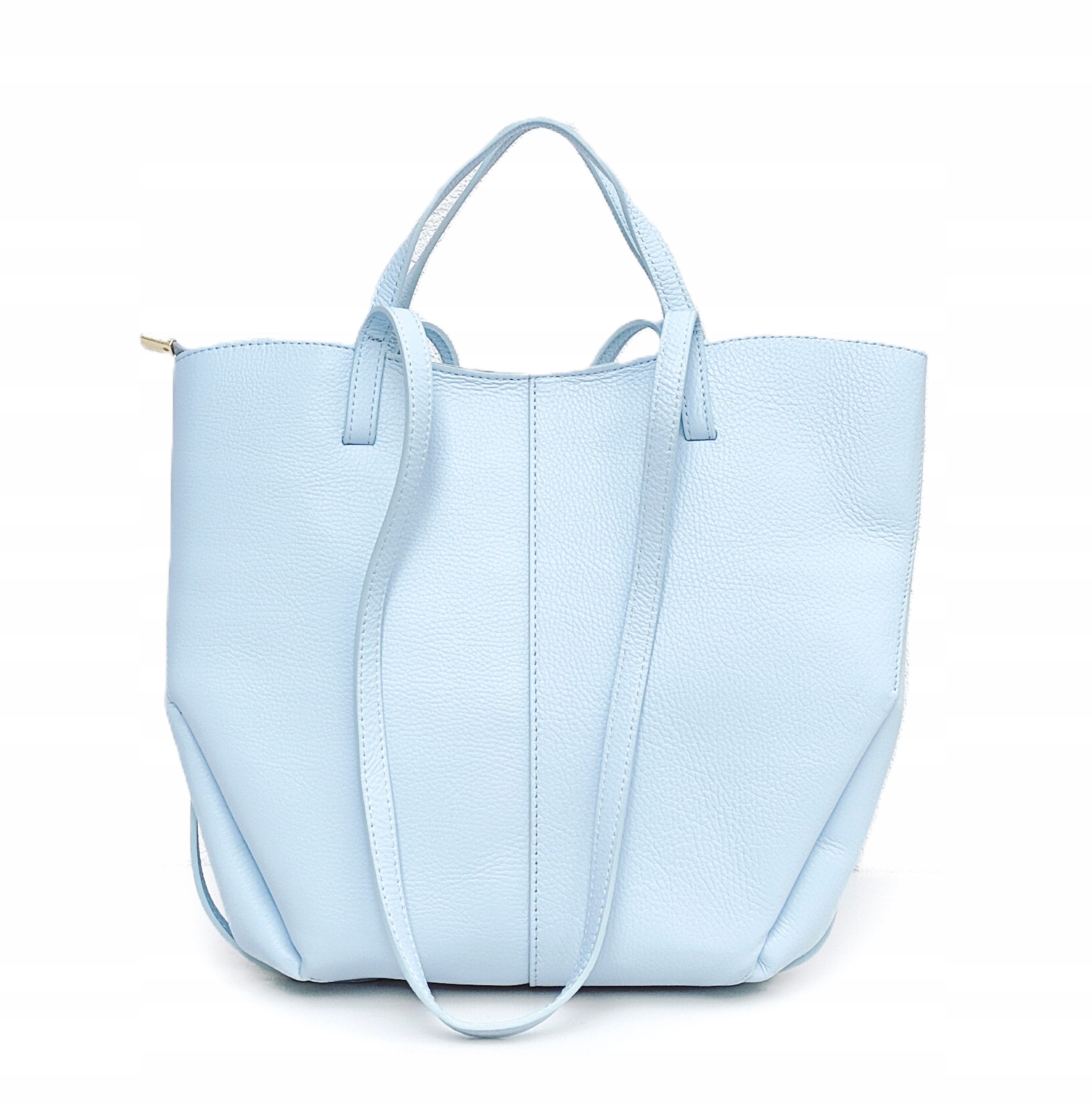 Kabelka shopper, přírodní kůže, modrá