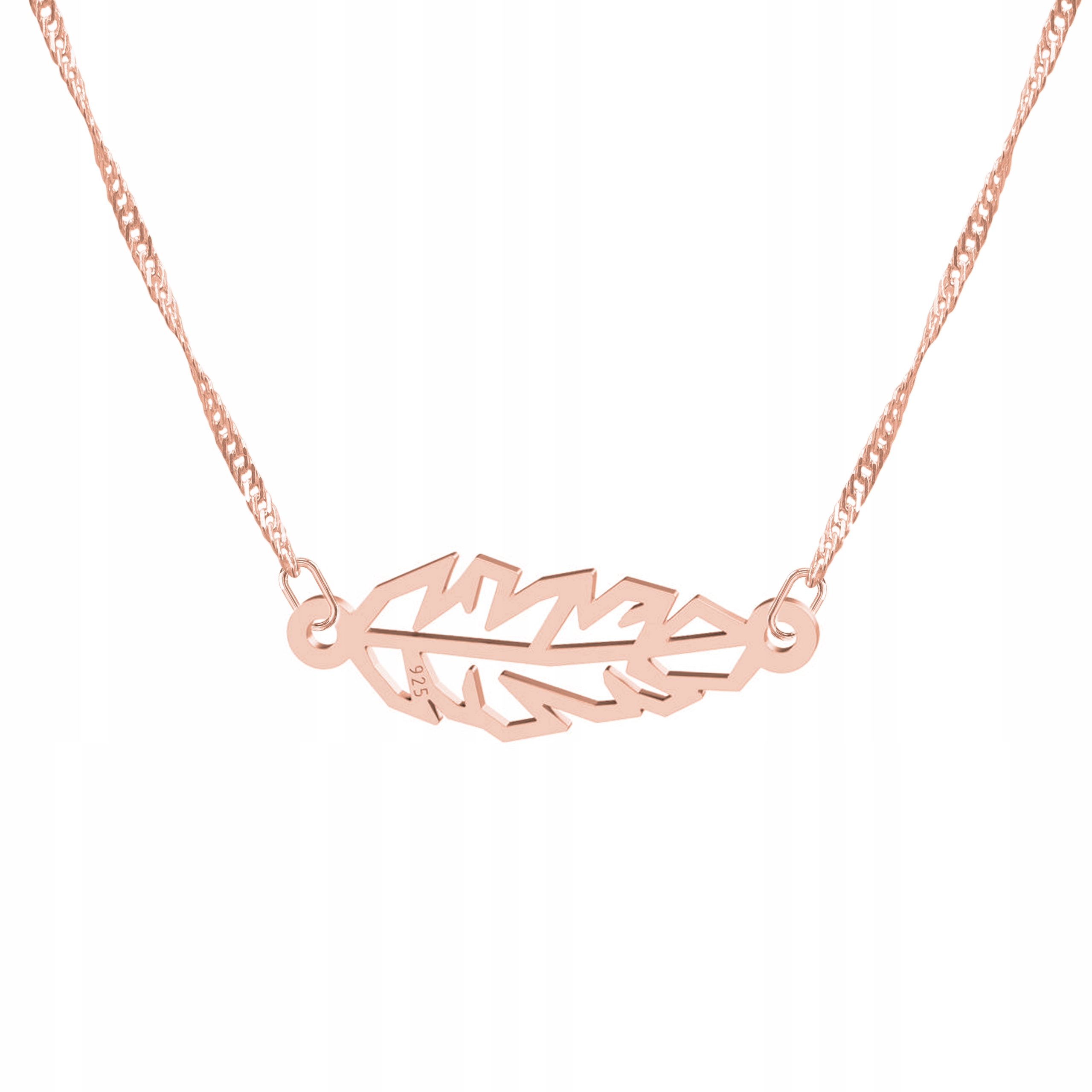 Řetízek zlatý náhrdelník stříbro 925 Pírko Origami