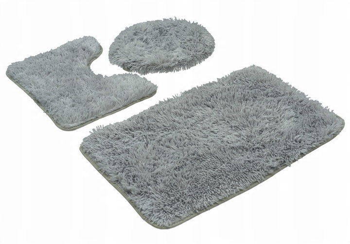 

Dywanik Łazienkowy Wc Zestaw 3 Pluszowy Szary Soft