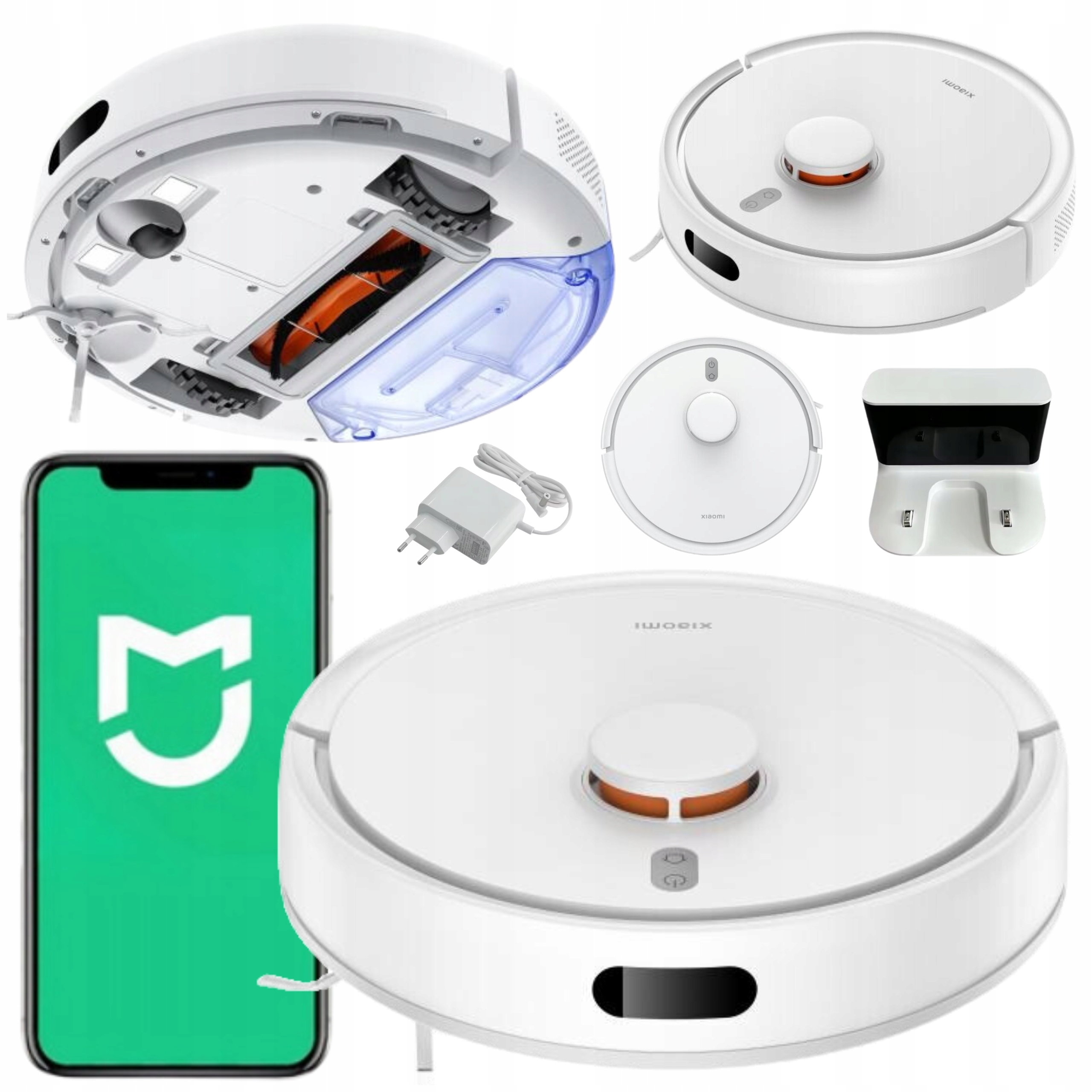 Robot Sprzątający Odkurzacz Mopujący Robot Xiaomi Vacuum Biały Z Czujnikami