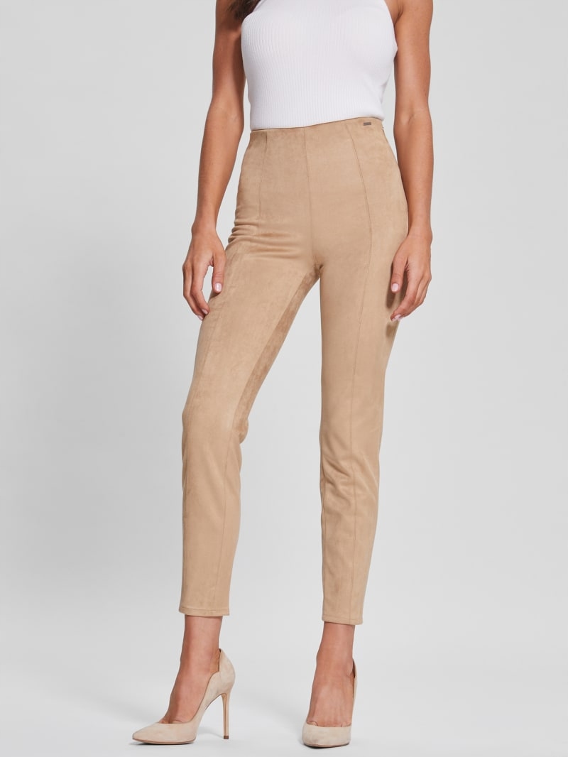 Guess Béžové Legíny S Vysokým Pasem A Prošíváním XL G_a