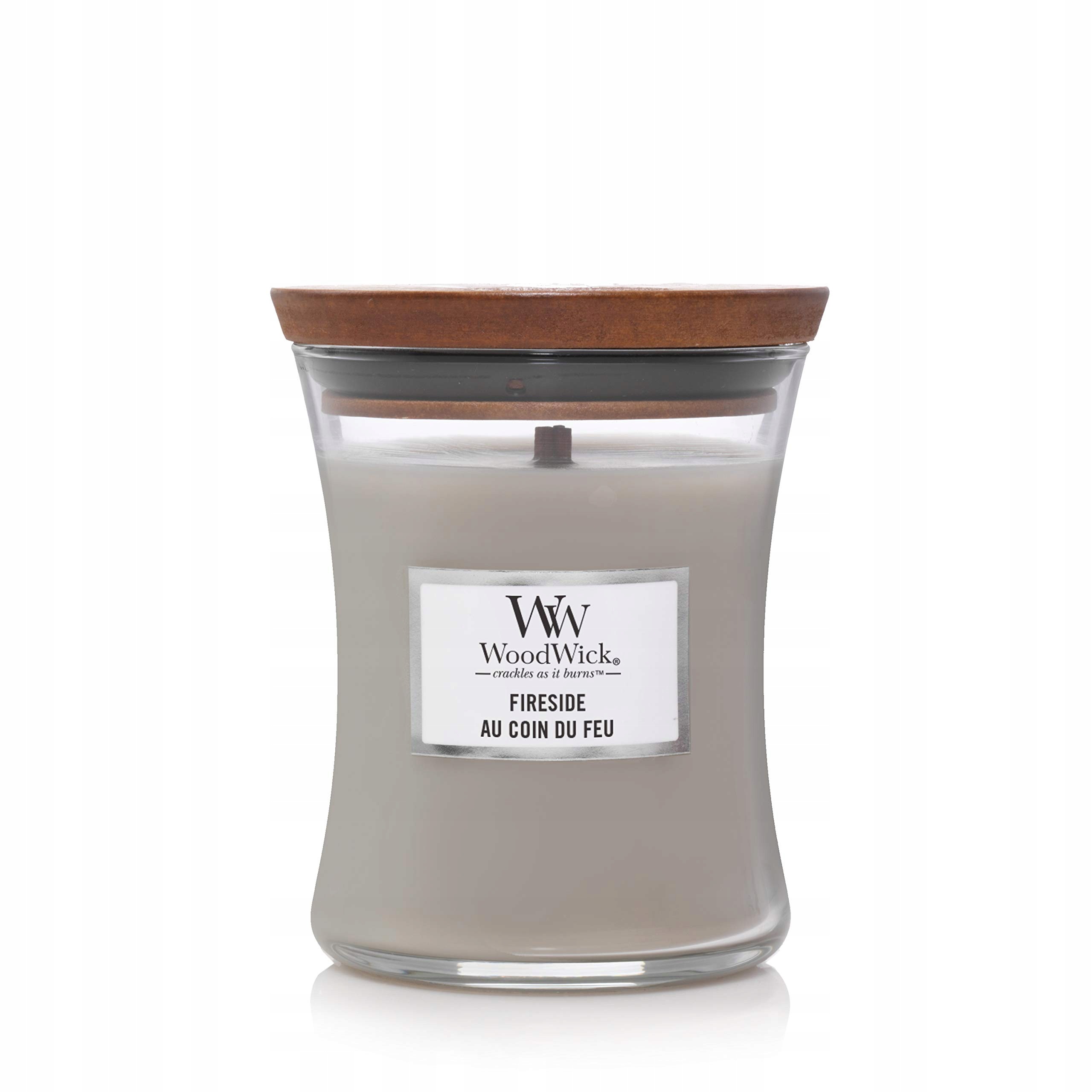 Fireside – WoodWick střední vonná svíčka s dřevěným knotem