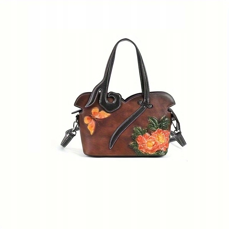 Torebka damska skórzana brązowa klasyczna na ramię naturalna skóra Vintage