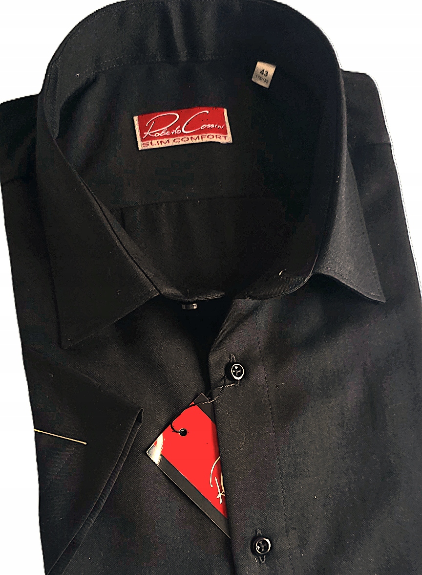 Roberto Cossini pánská košile slim comfort černá s krátkým rukávem 41 176/182