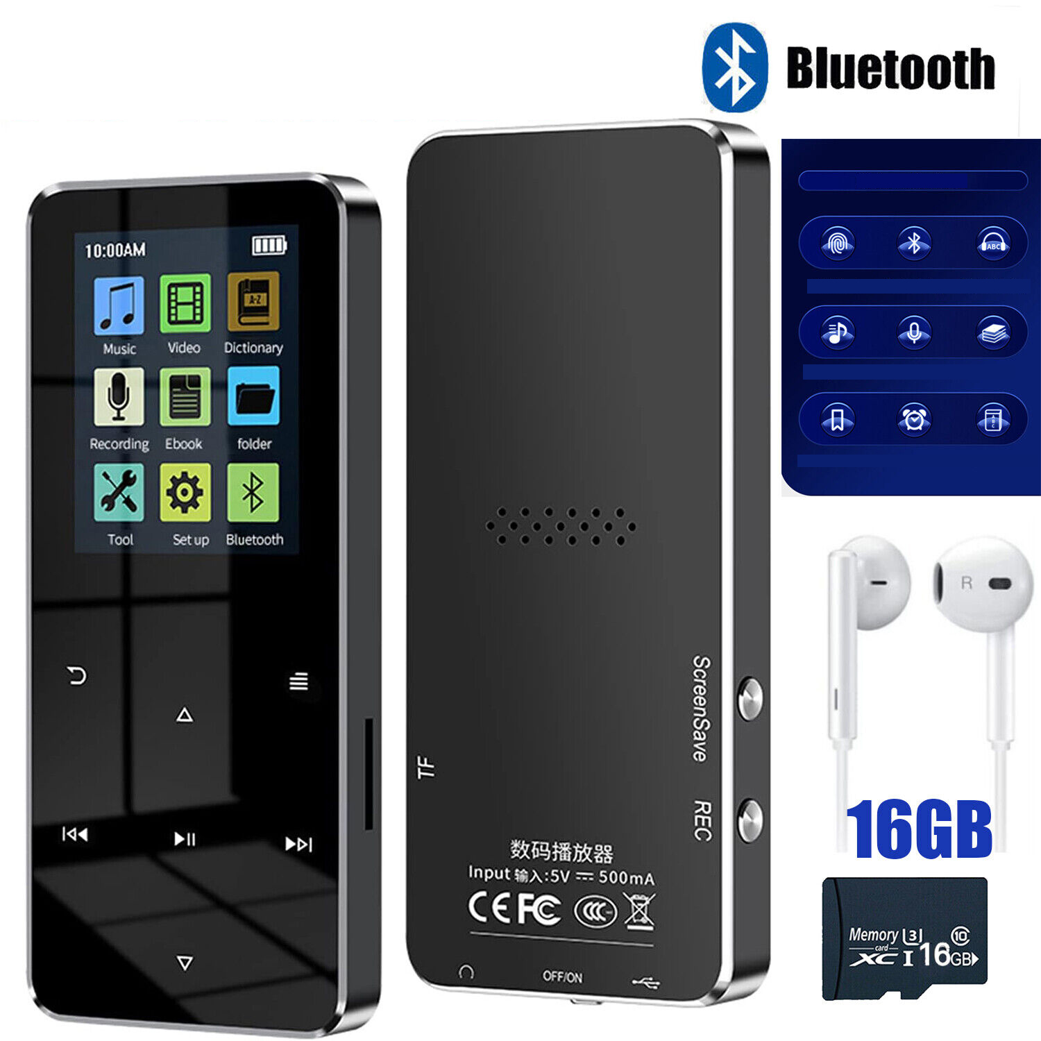ODTWARZACZ MP3 BLUETOOTH, 16 GB, ODTWARZACZ MUZYCZNY, KOLOROWY EKRAN TFT Model Odtwarzacz MP3