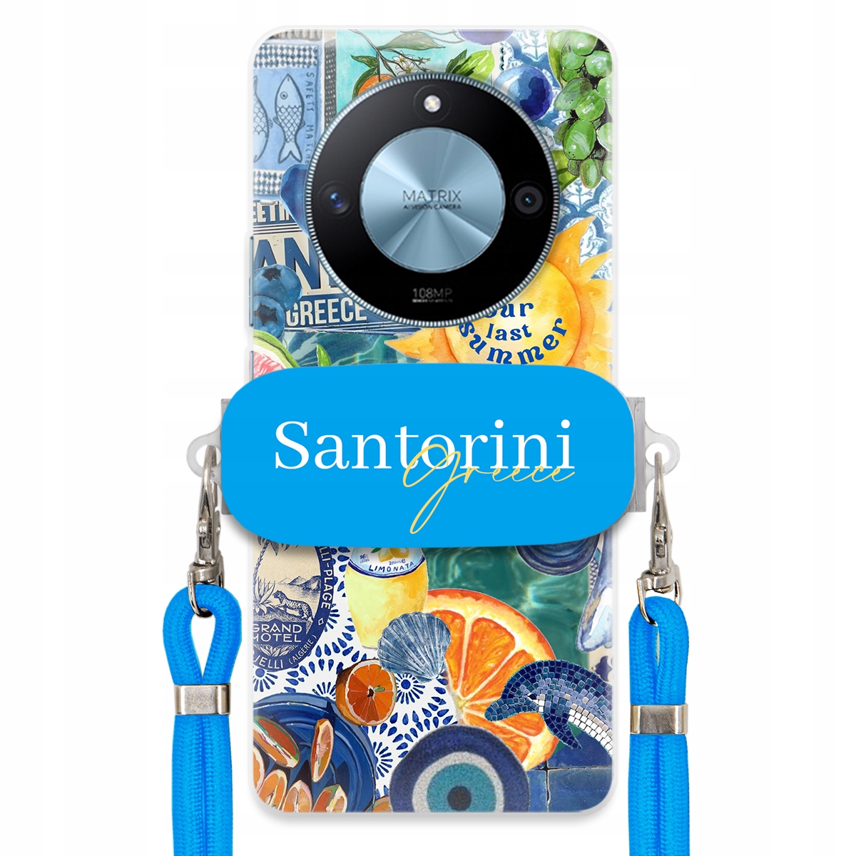 Pouzdro pro Honor Magic 6 Lite Modré Crossbody vodítko držák Santorini Sea