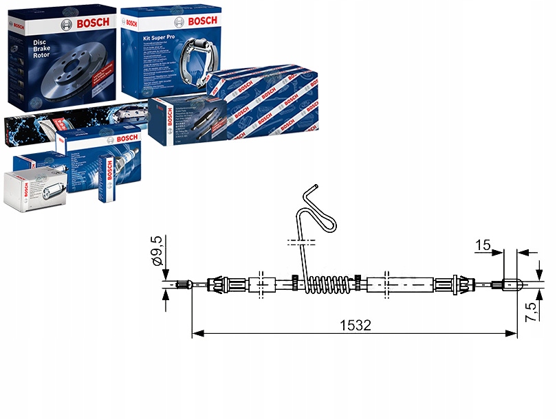 BOS/1 987 - КАБЕЛЬ РУЧНОГО ТОРМОЗА BOSCH FORD ЗАДНИЙ TRANSIT 2,2-
