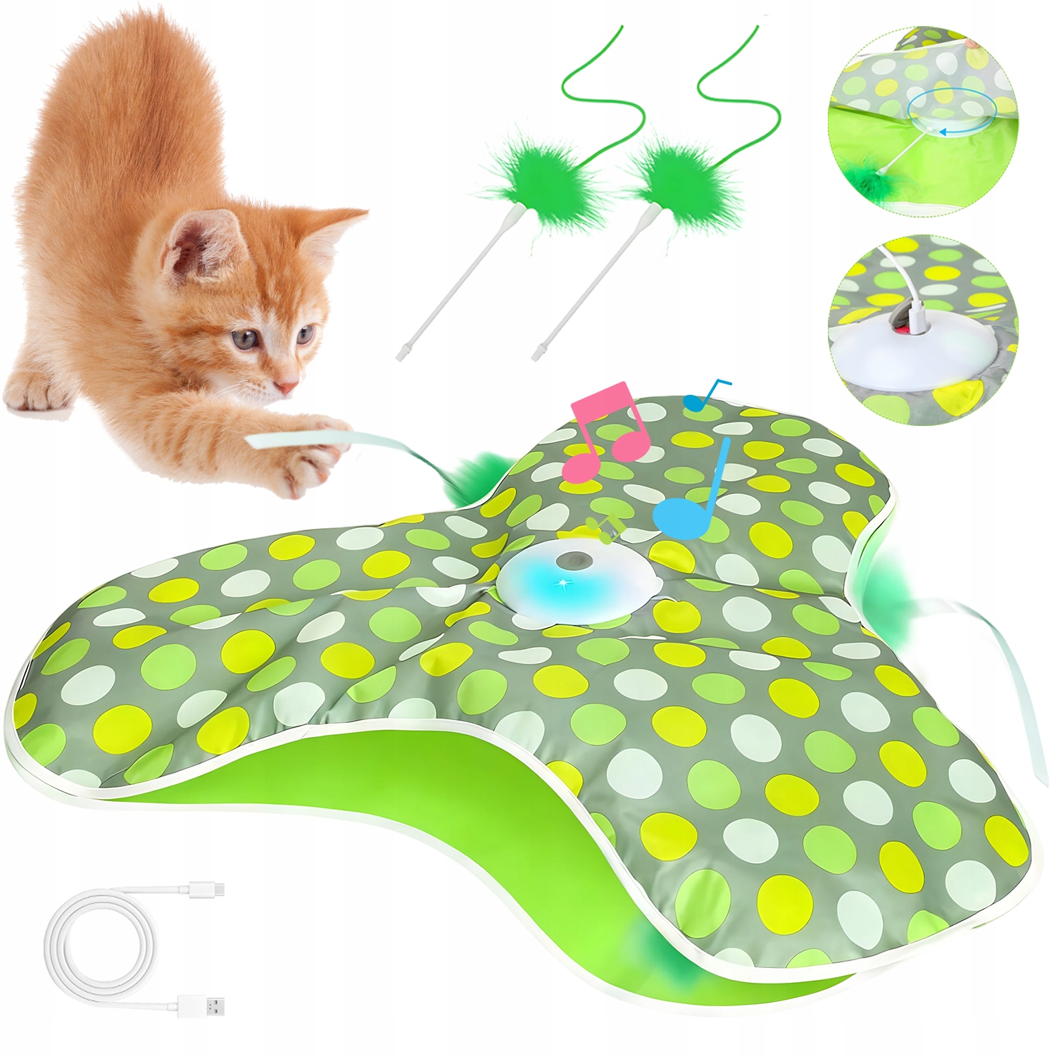 Levně Hračky Pro Kočky Interaktivní – Automatická Podložka Nabíjená Přes Usb