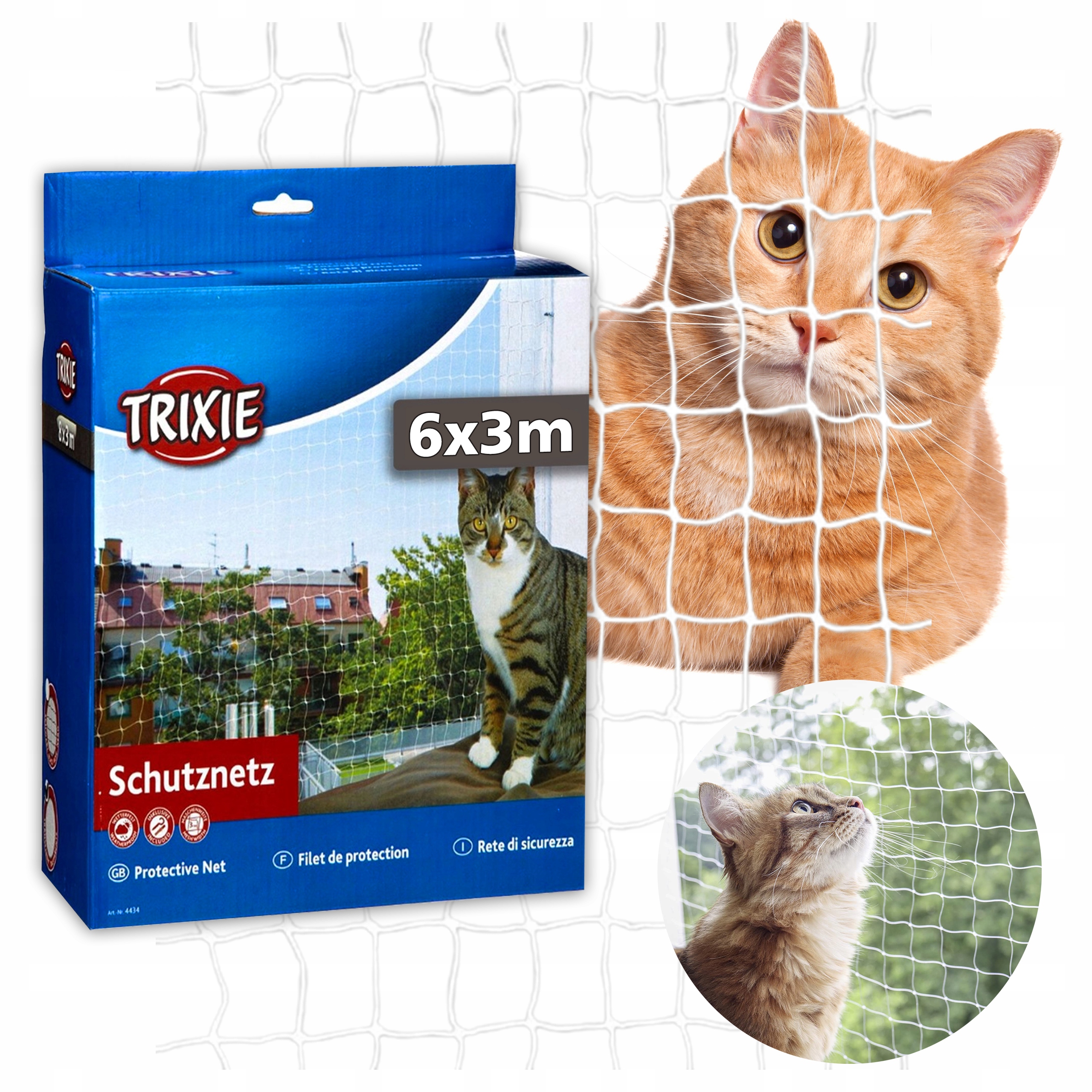 Levně Trixie Síťka Moskytiéra Ochranná Pro Kočky 6x3 Na Okno Balkon očko 30mm