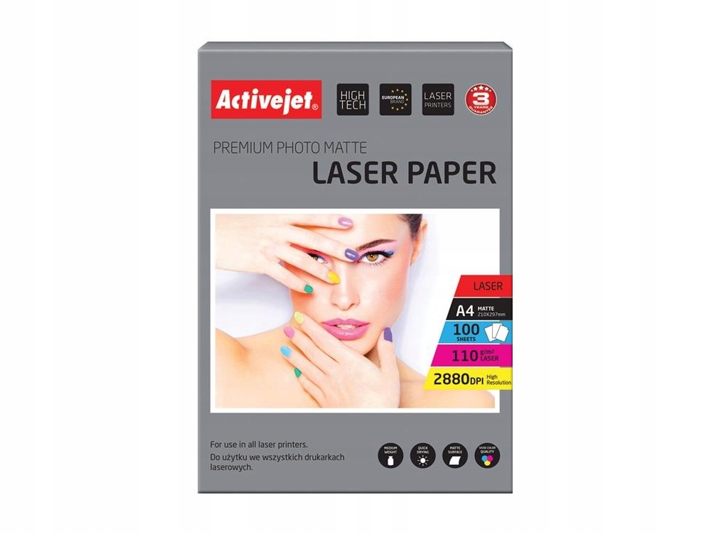 100X PAPIER FOTOGRAFICZNY ACTIVEJET A4 110G MATOWY DO DRUKAREK LASEROWYCH Kod producenta EXPACJPAP0024