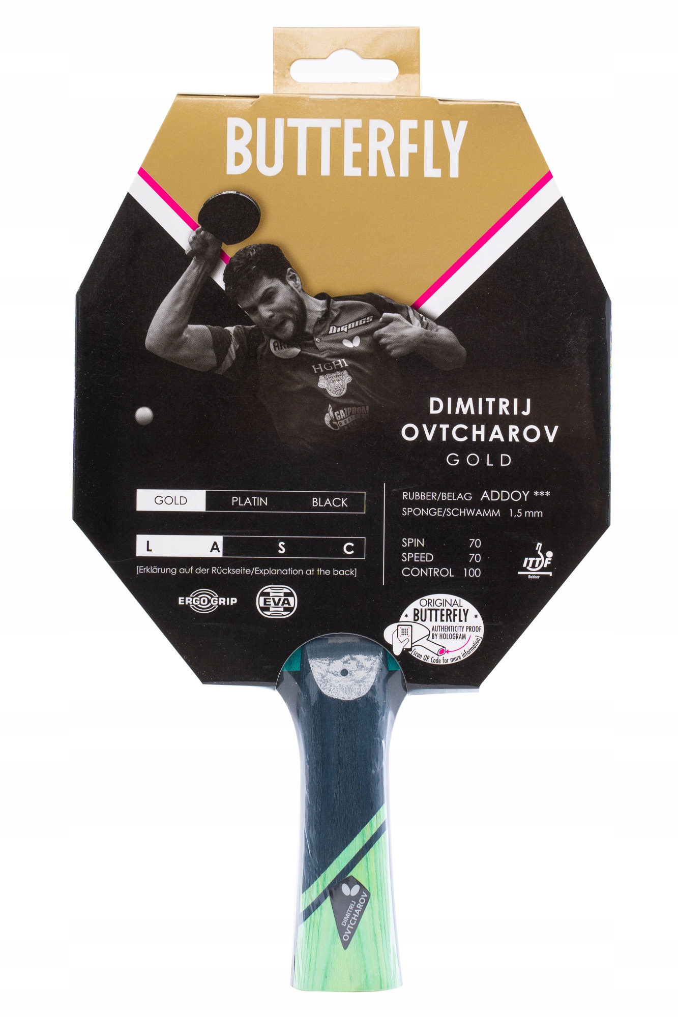Rakietka Paletka do Tenisa Stołowego Ping Ponga Butterfly Ovtcharov Gold