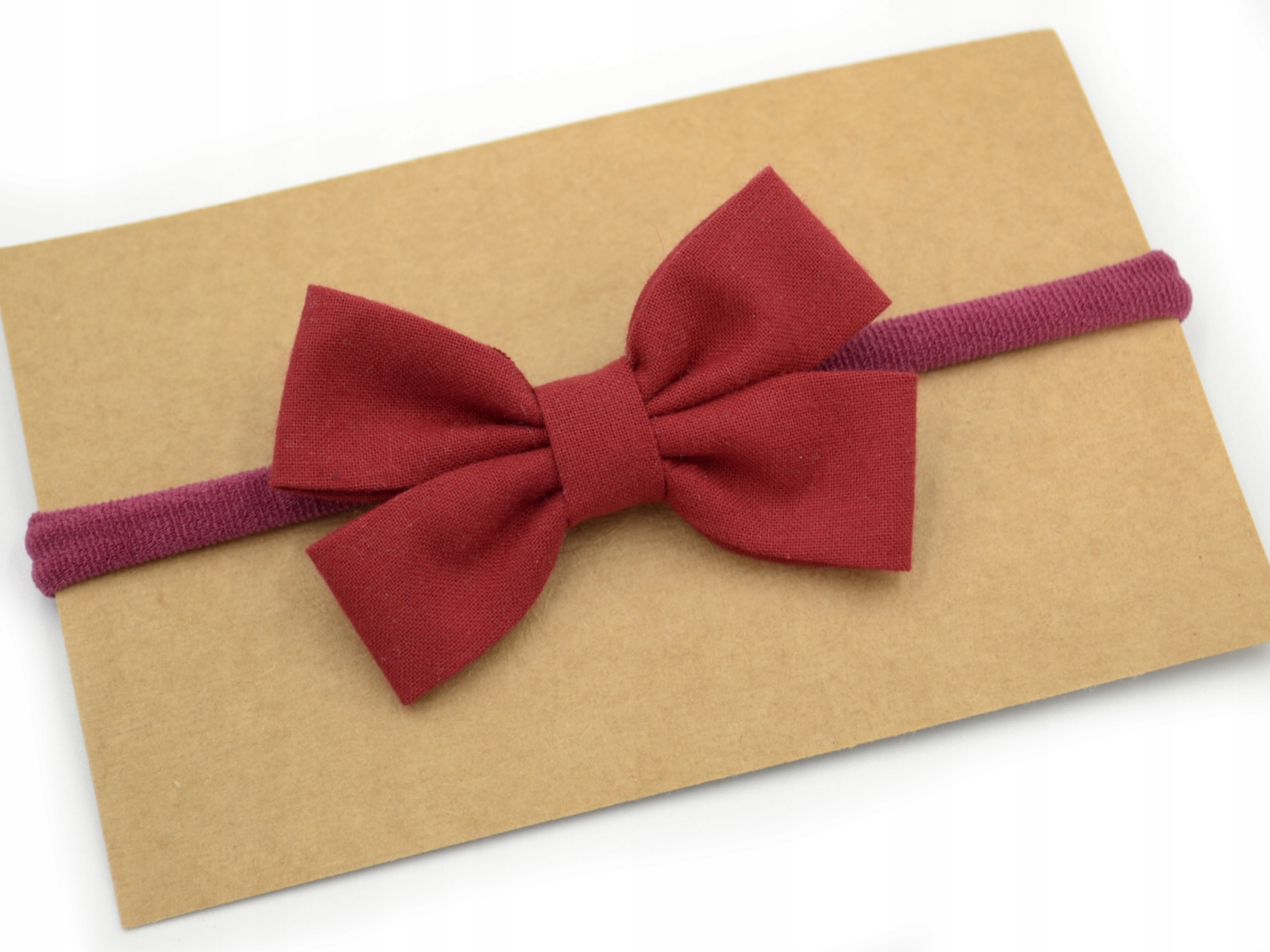 Opaska bezuciskowa niemowlęca kokardka bordowa bordo na święta sesję