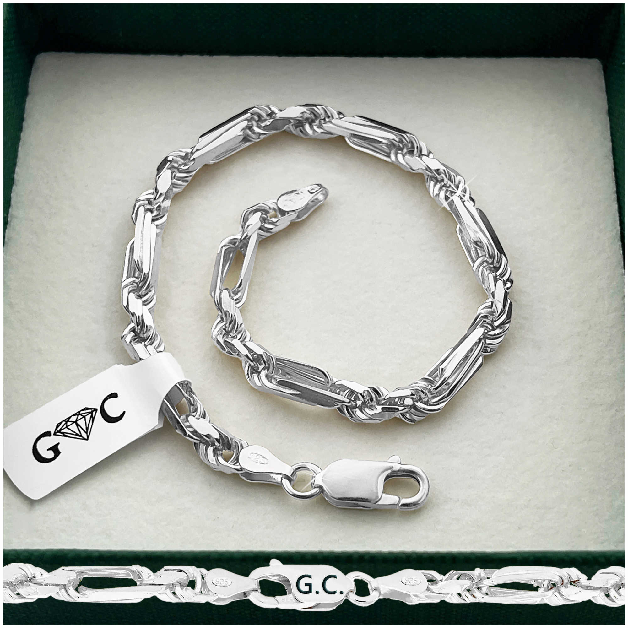 Stříbrný Pánský Náramek Ryzost 925, Unikátní Vzor 20 cm/4,5 mm Bonus