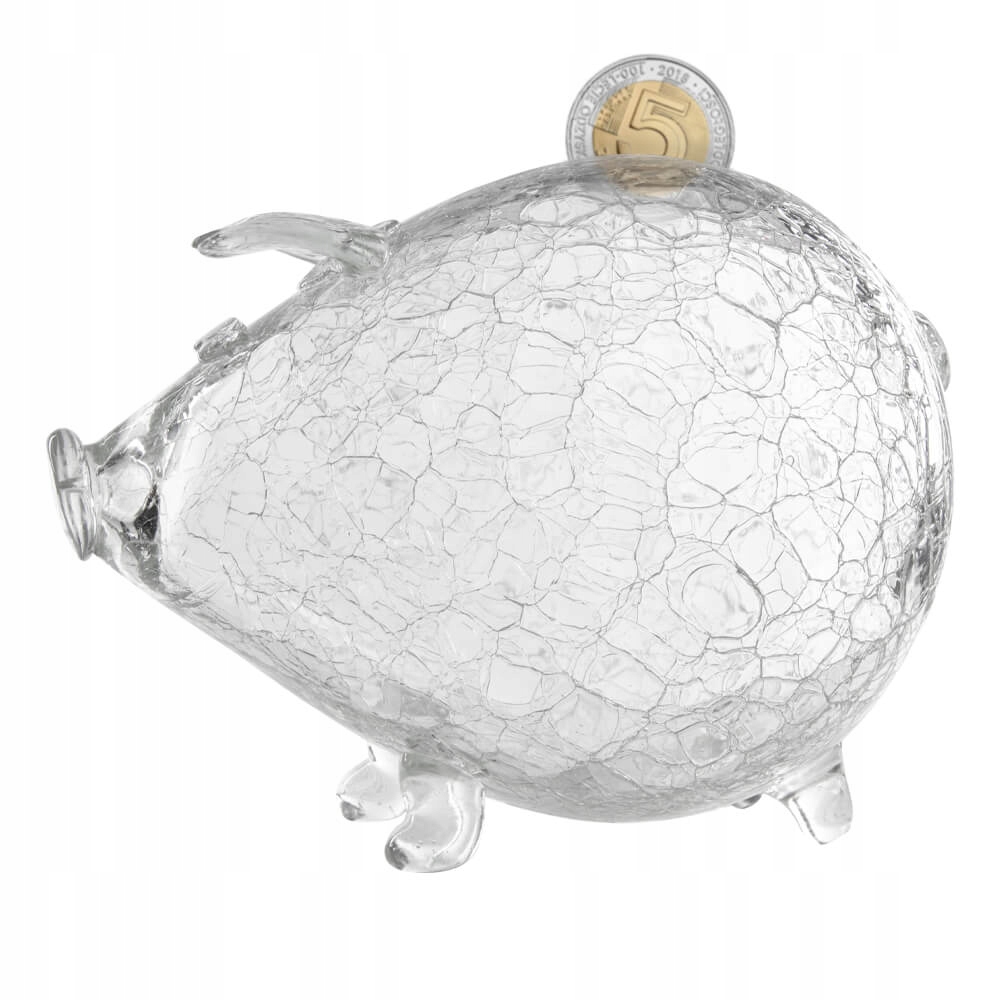 

Skarbonka Świnka duża szklana popękana