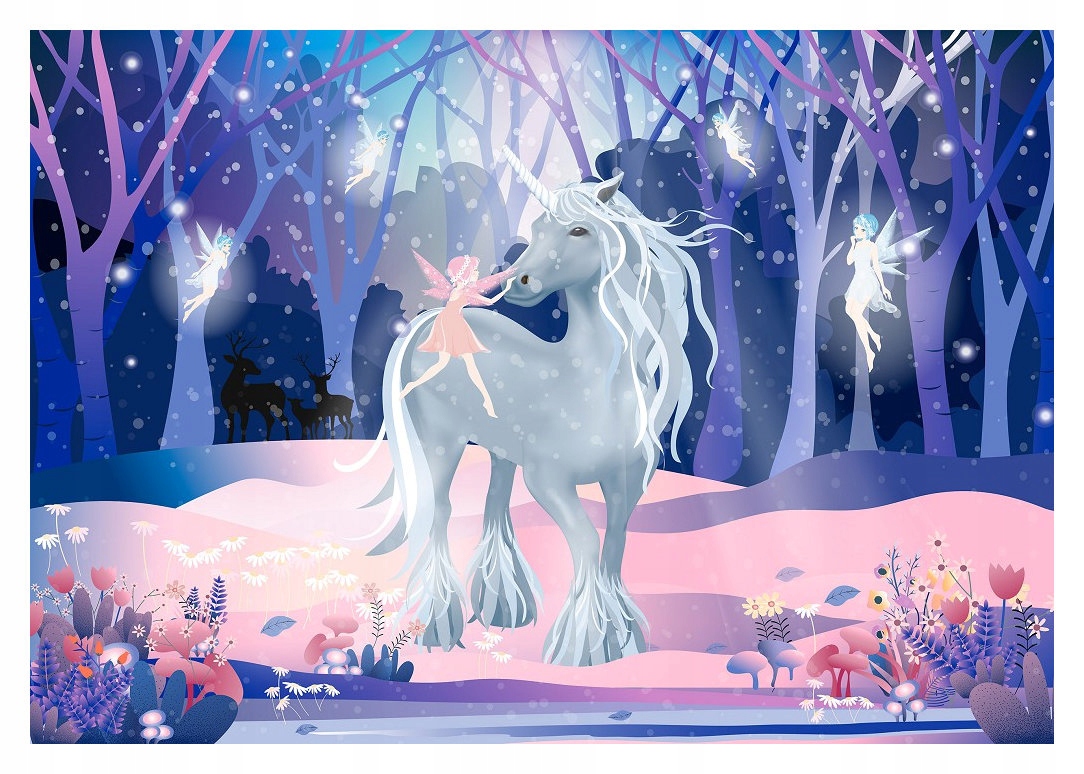 Vliesová fototapeta Jednorožec a víla v lese Fantazie 312x219 lepidlo